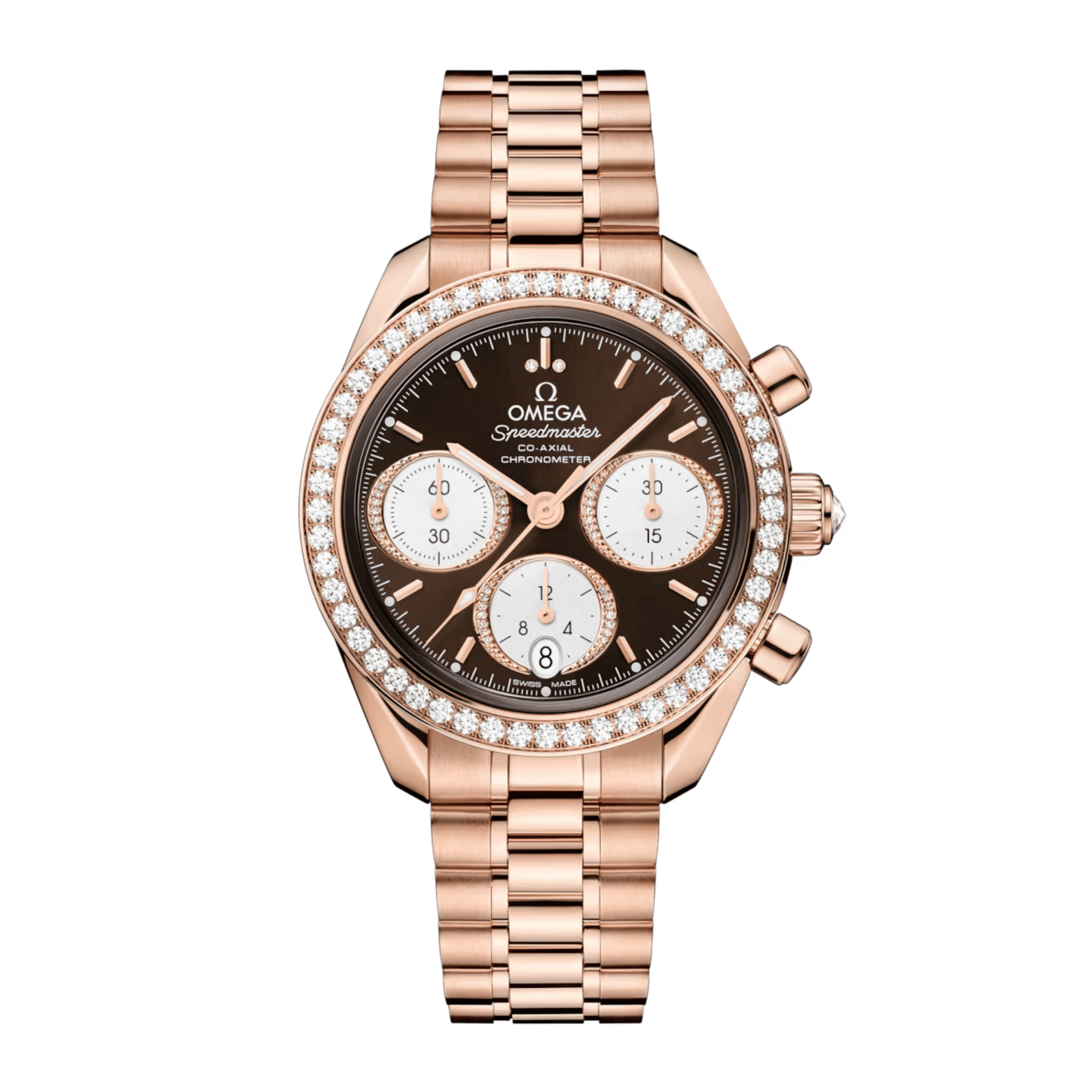 Speedmaster Date Rose Gold Diamond Brown Dial 38mm Product Image