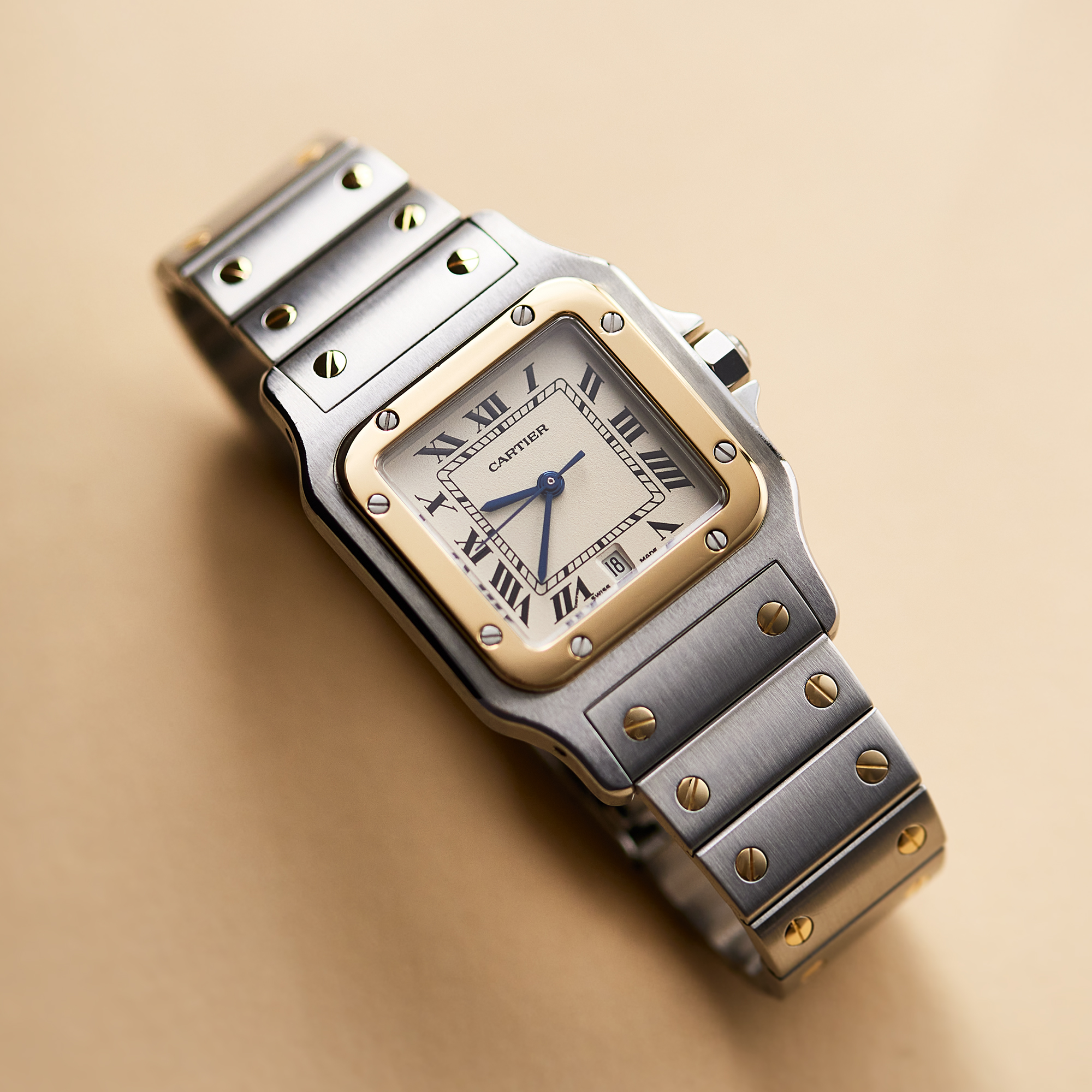 Vintage Santos Galbee Yellow Gold & Steel Silver Dial 28mm Product Image 12