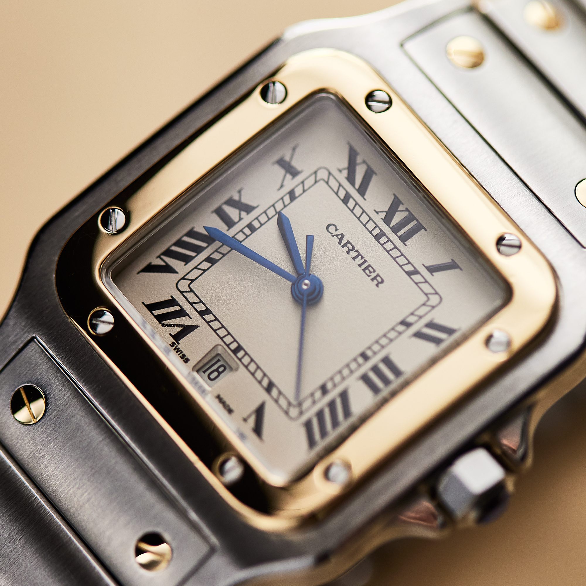 Vintage Santos Galbee Yellow Gold & Steel Silver Dial 28mm Product Image 13