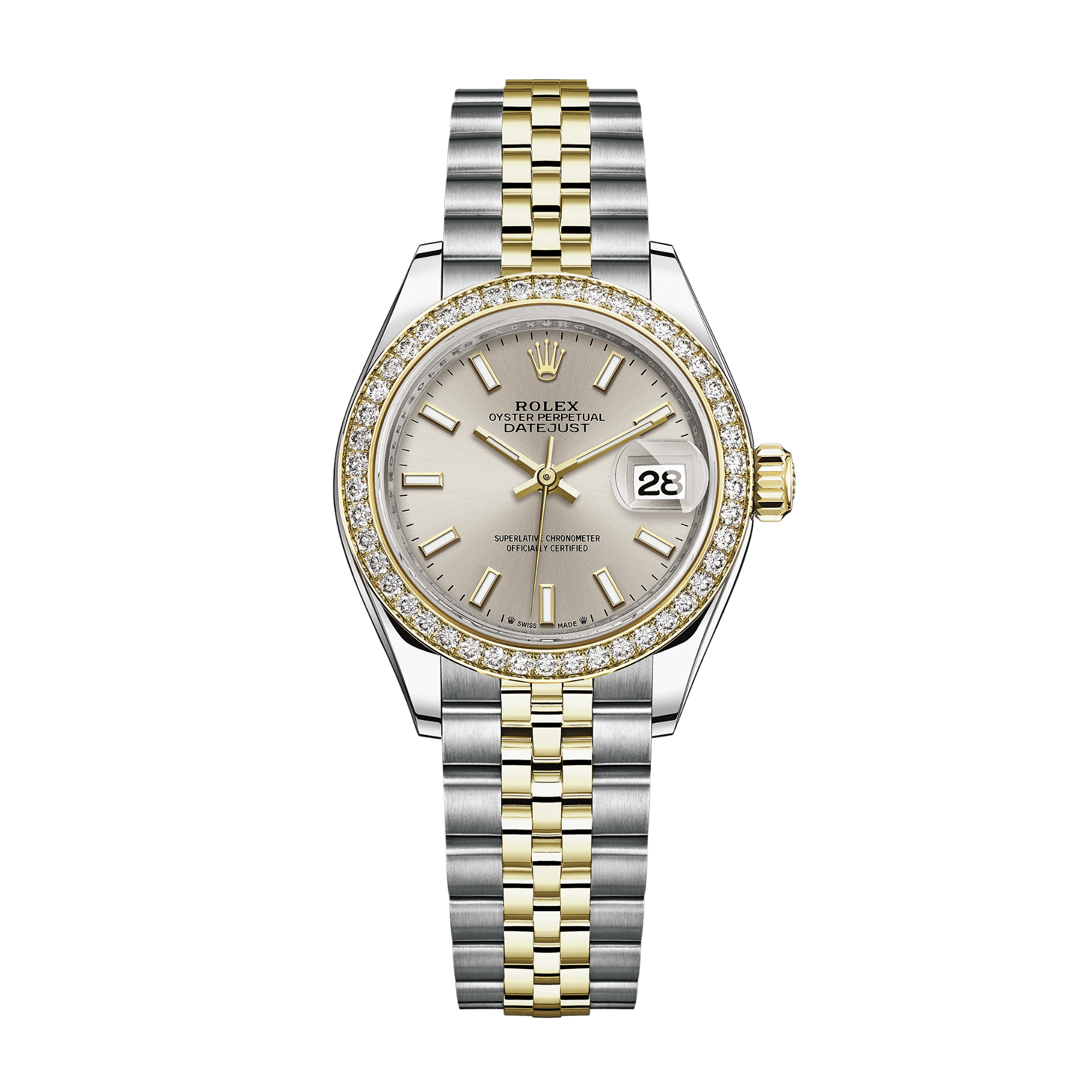 Lady-Datejust Yellow Gold & Steel Diamond Silver Dial 28mm Product Image