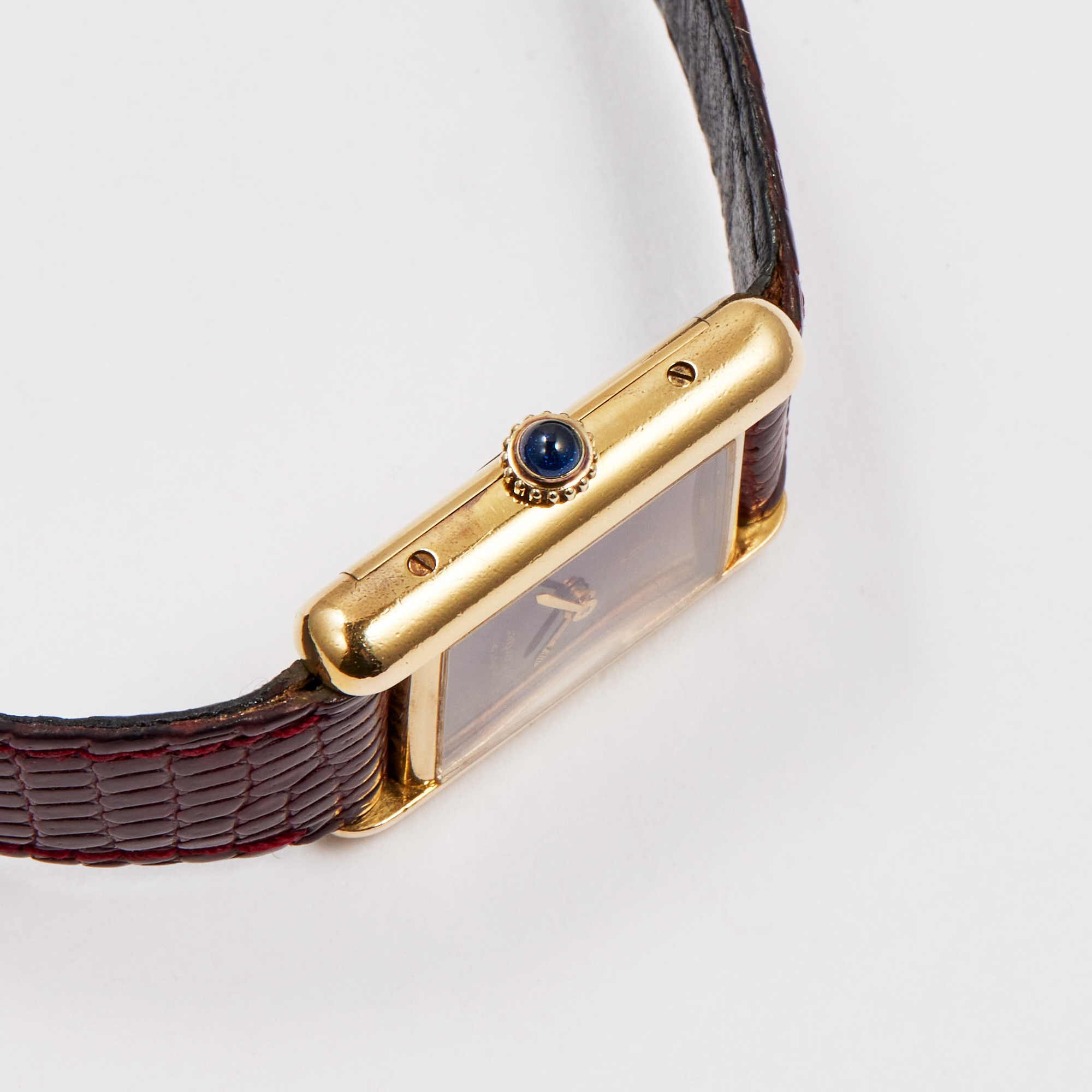 Vintage Tank Must Vermeil Gold Plated Silver Burgundy Dial 21mm Product Image 3
