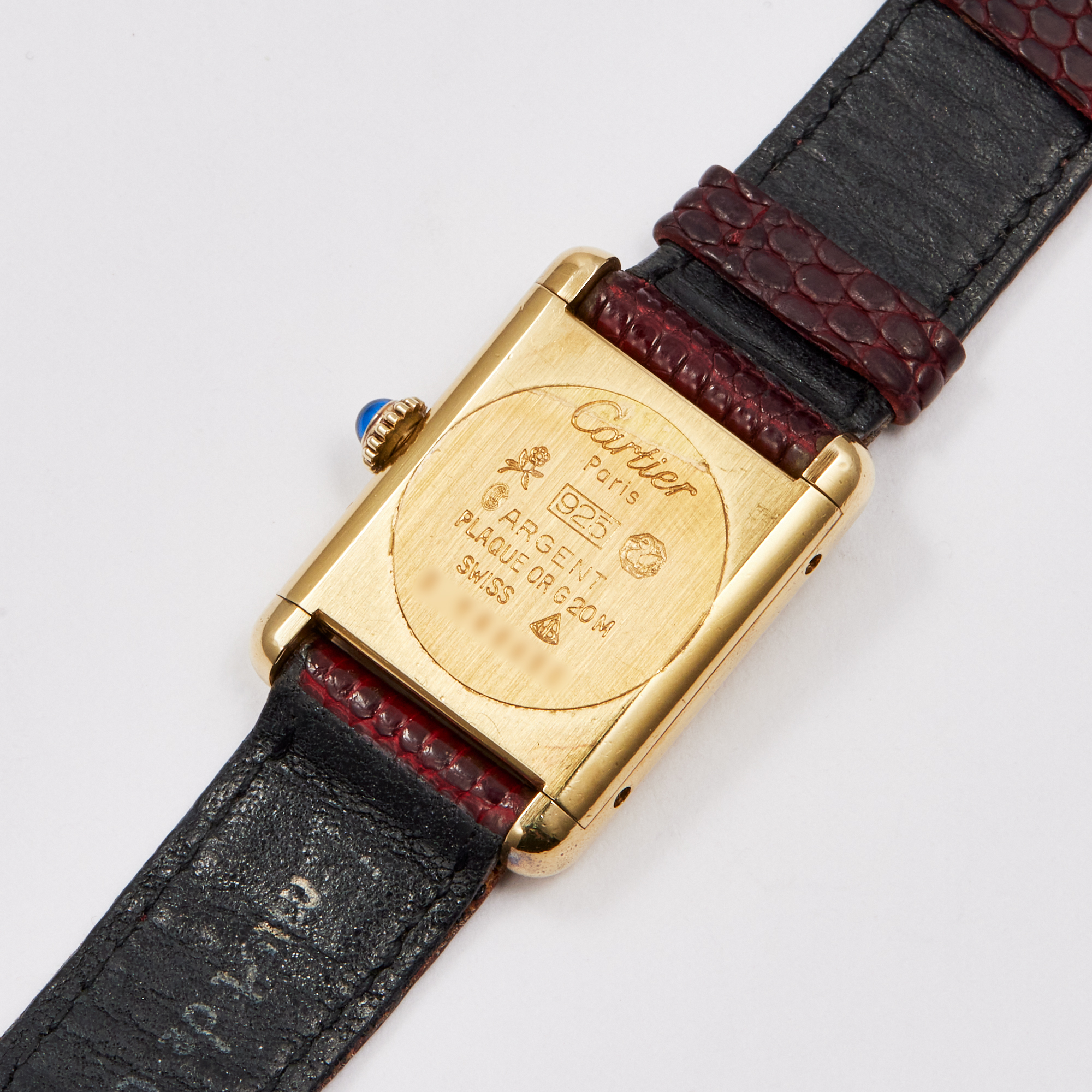 Vintage Tank Must Vermeil Gold Plated Silver Burgundy Dial 21mm Product Image 6
