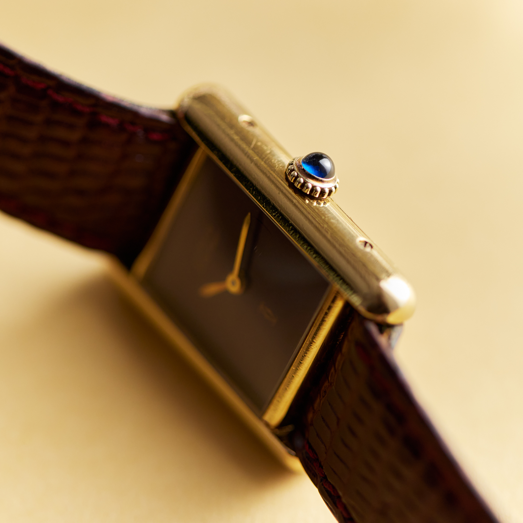 Vintage Tank Must Vermeil Gold Plated Silver Burgundy Dial 21mm Product Image 11