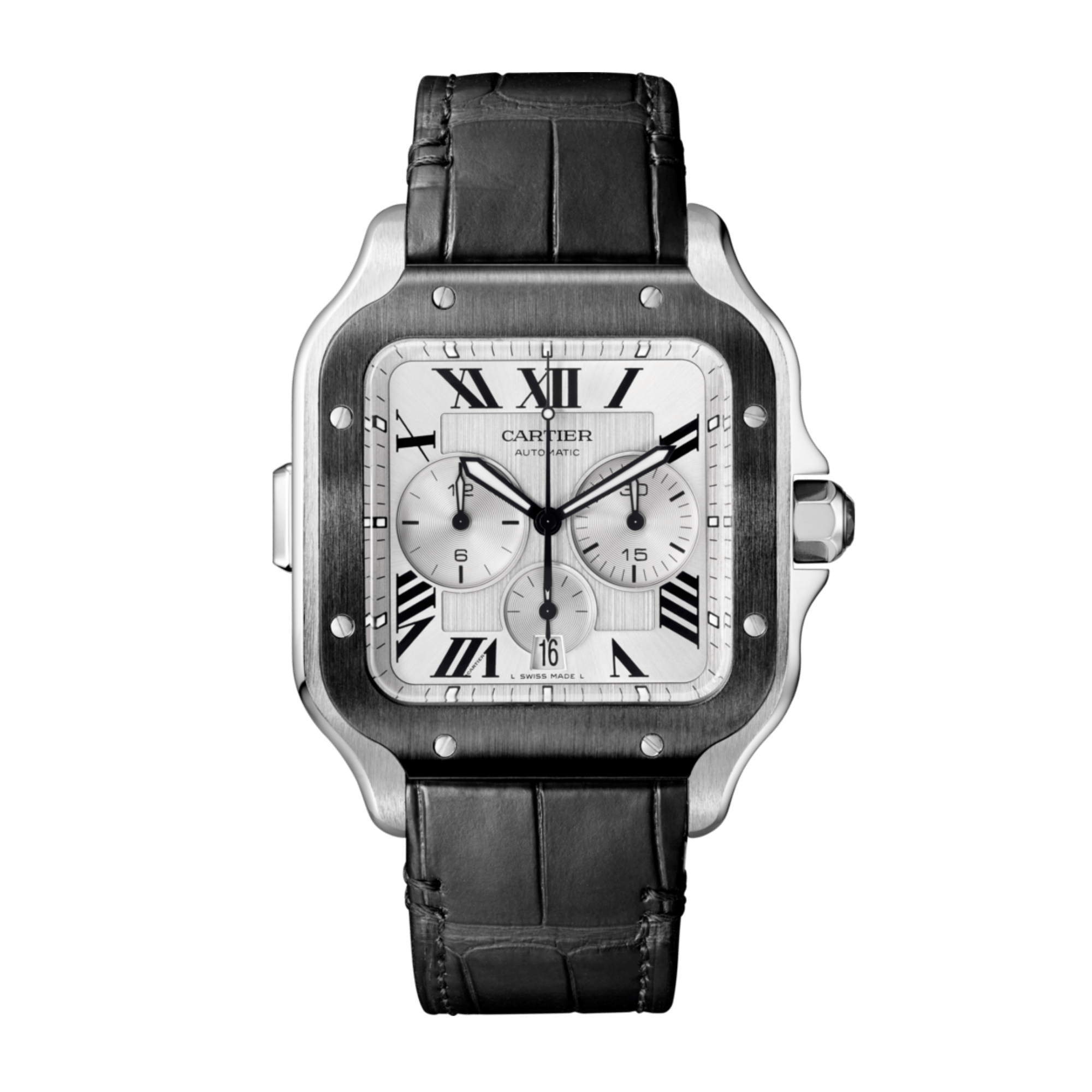 Santos de Cartier Chronograph Steel Silver Dial 43mm Product Image