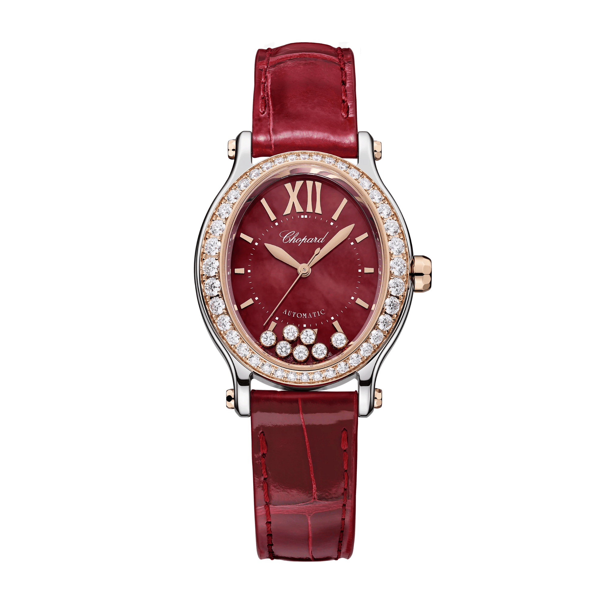 Happy Sport Rose Gold & Steel Diamond Red Dial 29mm Product Image