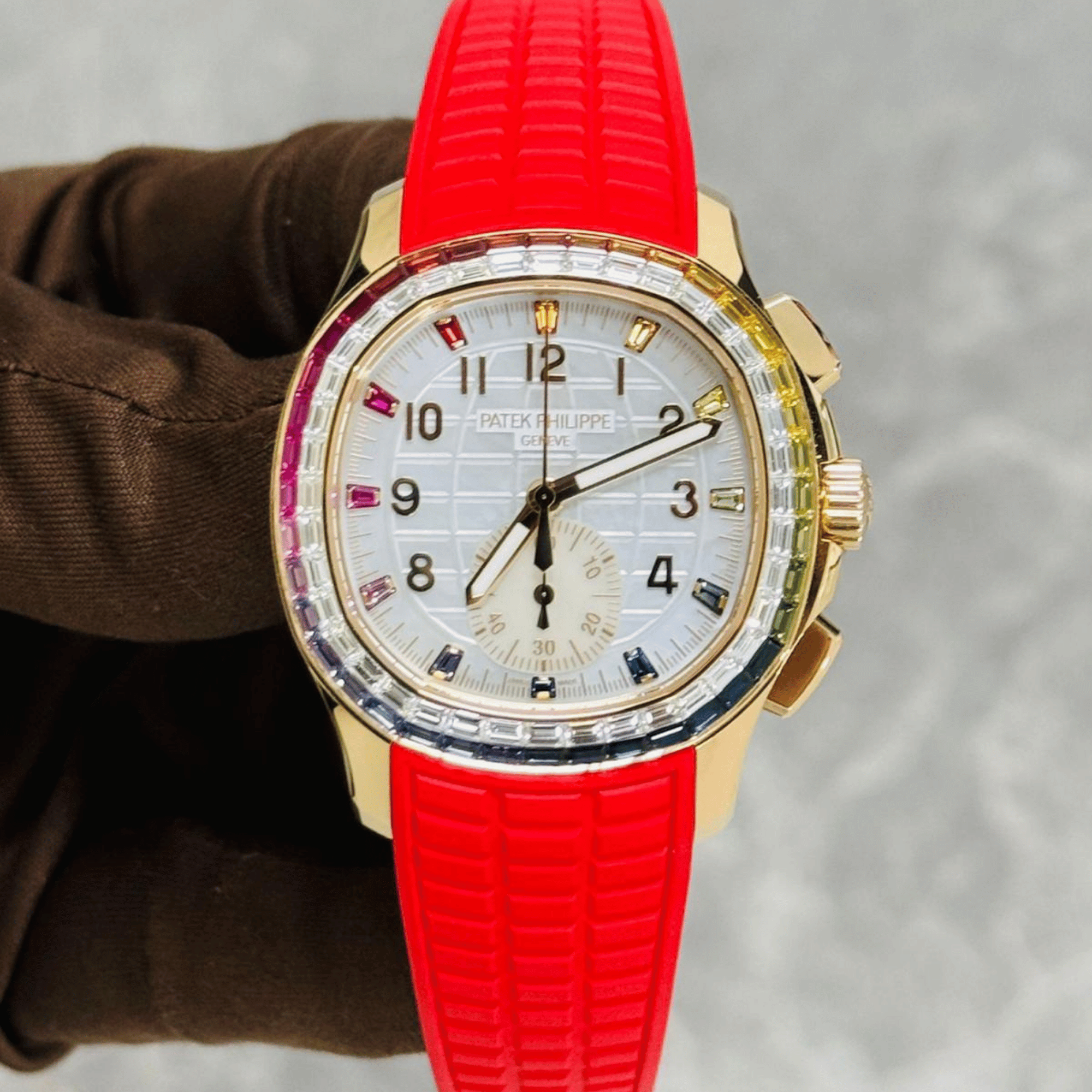Aquanaut Luce "Rainbow" Chronograph Rose Gold Diamond White Dial 39mm Product Image 1