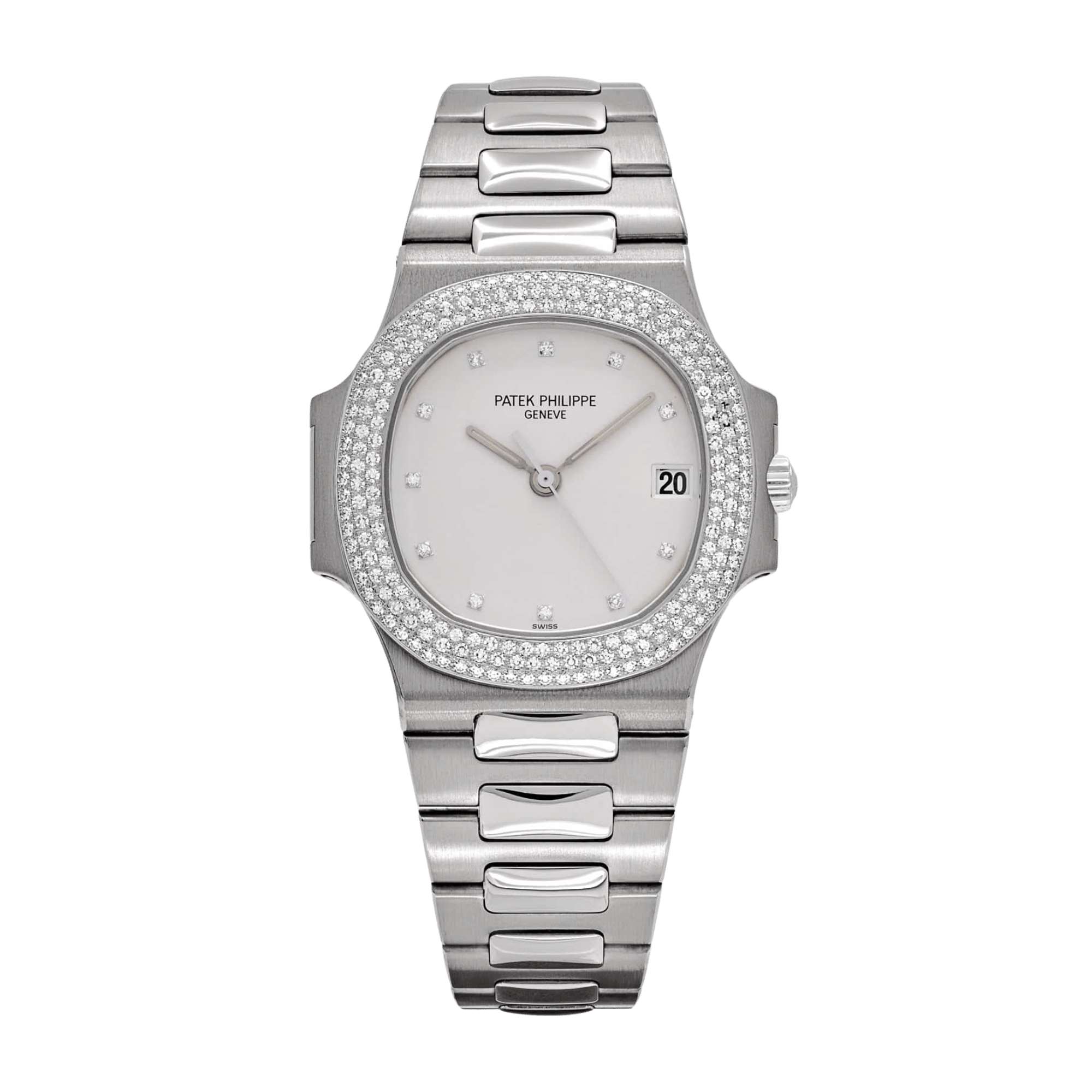 Patek Philippe Nautilus White Gold Diamond White Dial 37mm 3800/4G
