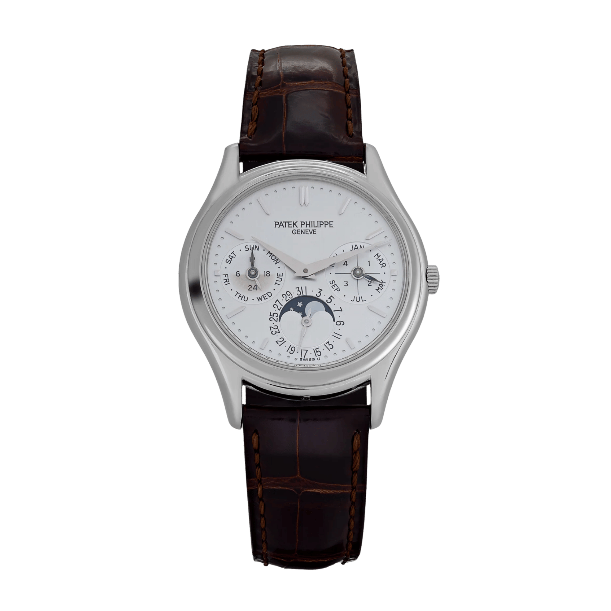 Calatrava Perpetual Calendar Moonphase White Gold Opaline Silver Dial 36mm Product Image