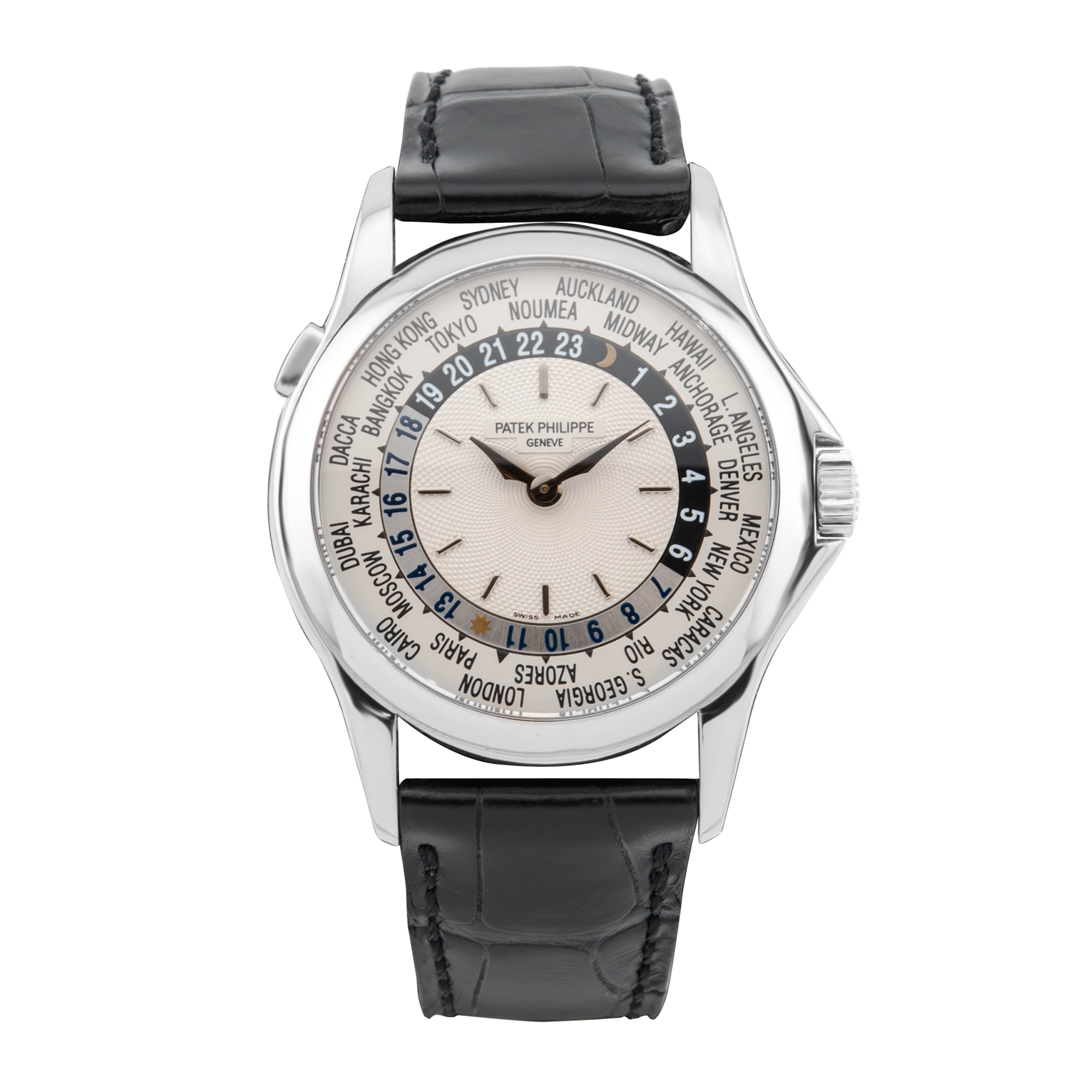 World Time White Gold Silver Dial 37mm Product Image