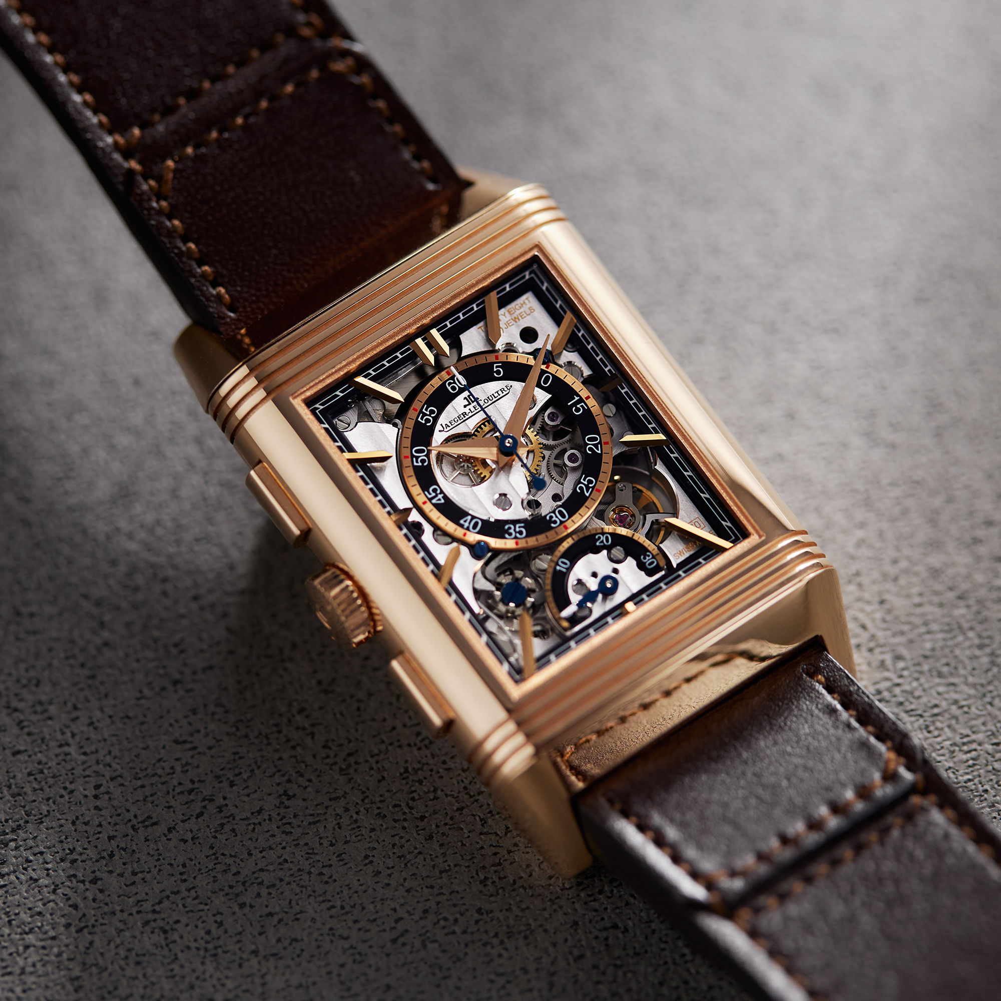 Reverso Tribute Chronograph Rose Gold Black Dial 30mm Product Image