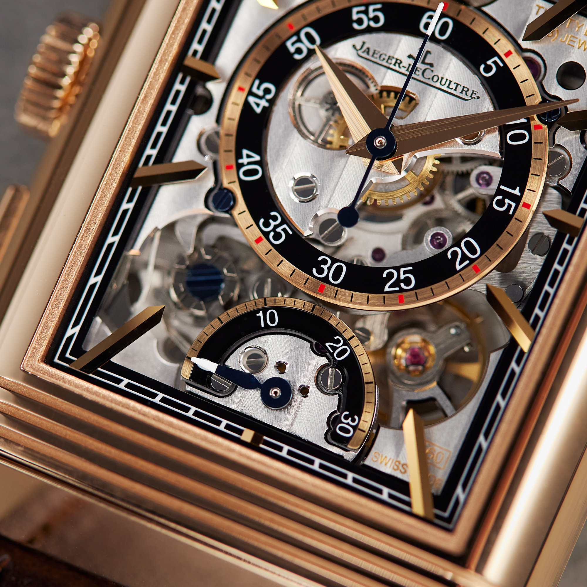 Reverso Tribute Chronograph Rose Gold Black Dial 30mm Product Image