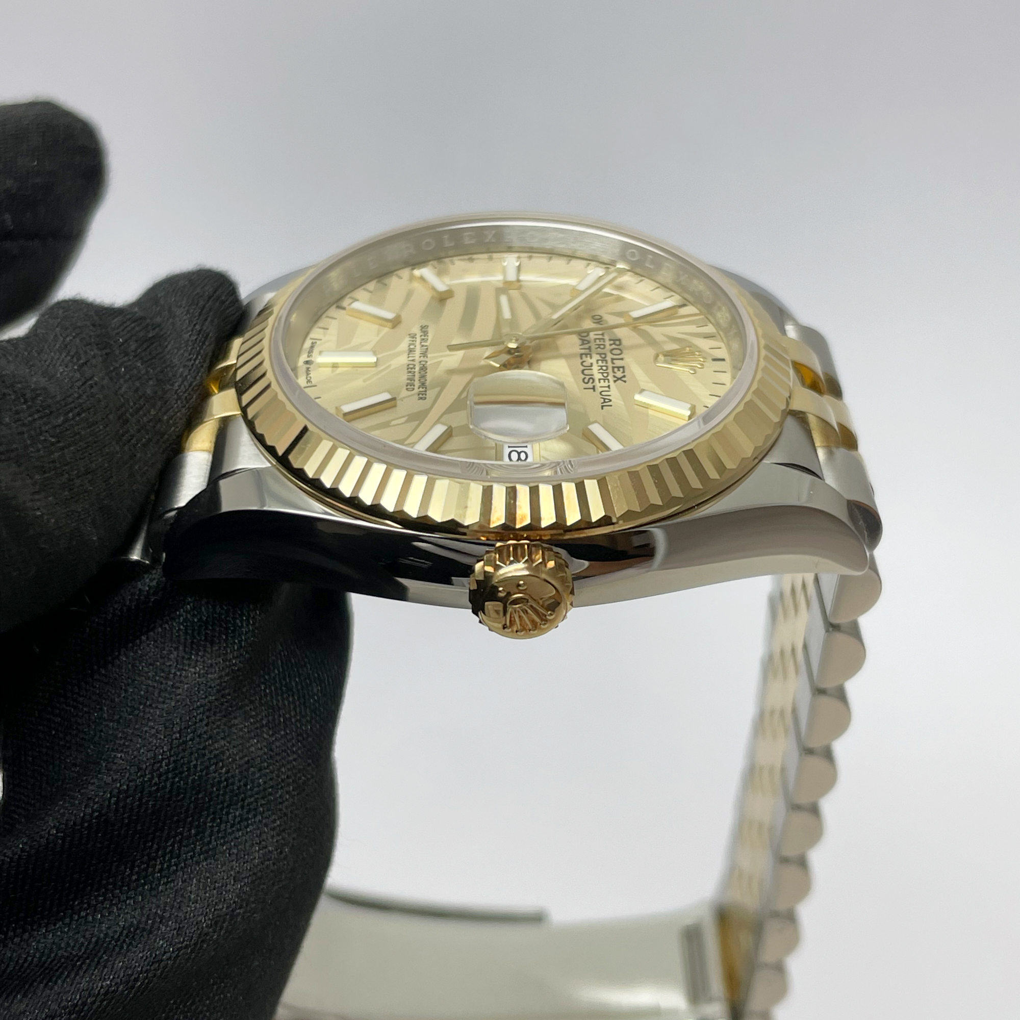 Datejust Yellow Gold & Steel Jubilee Champagne Palm Dial 36mm Product Image 3