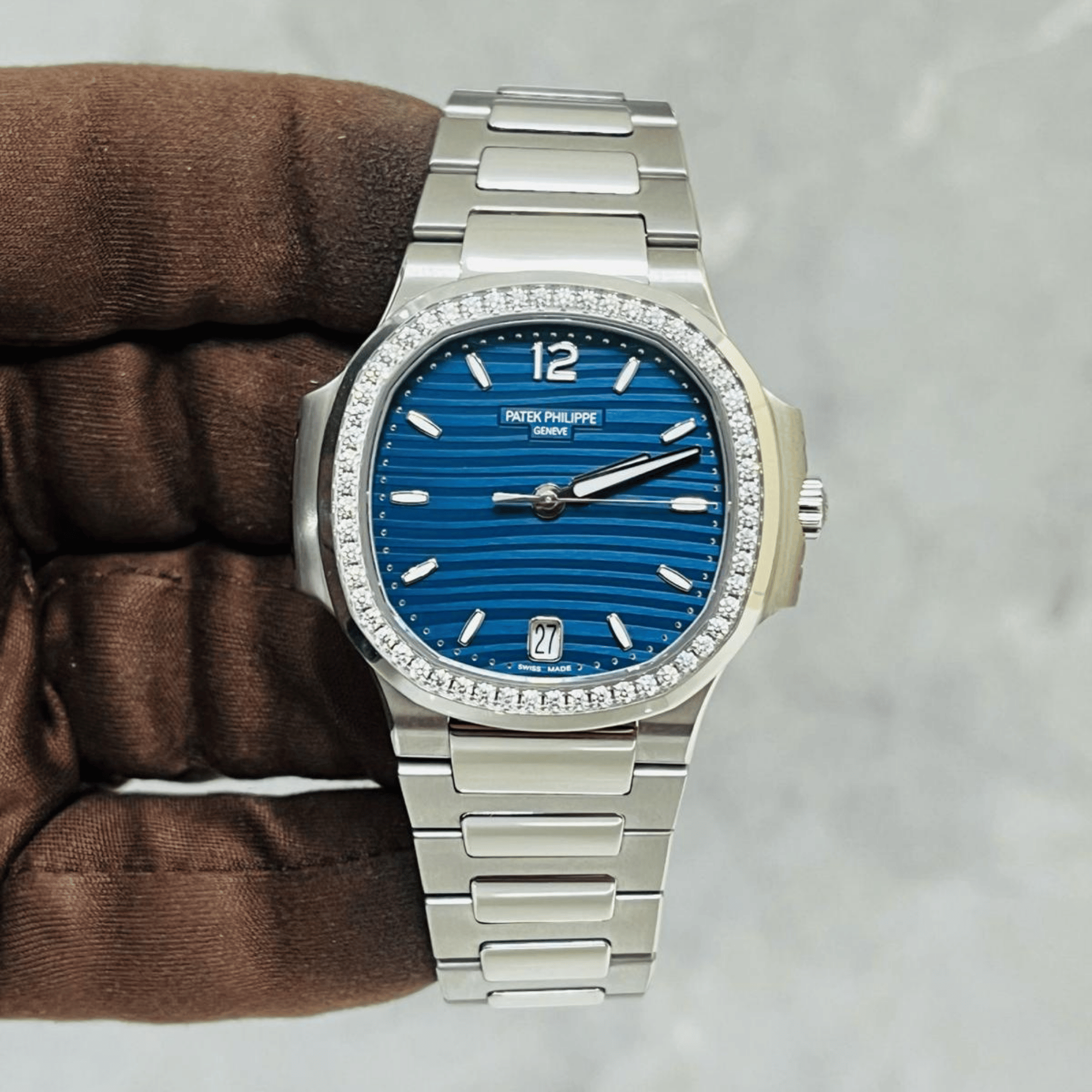 Nautilus Ladies Steel Diamond Blue Dial 35mm Product Image 1