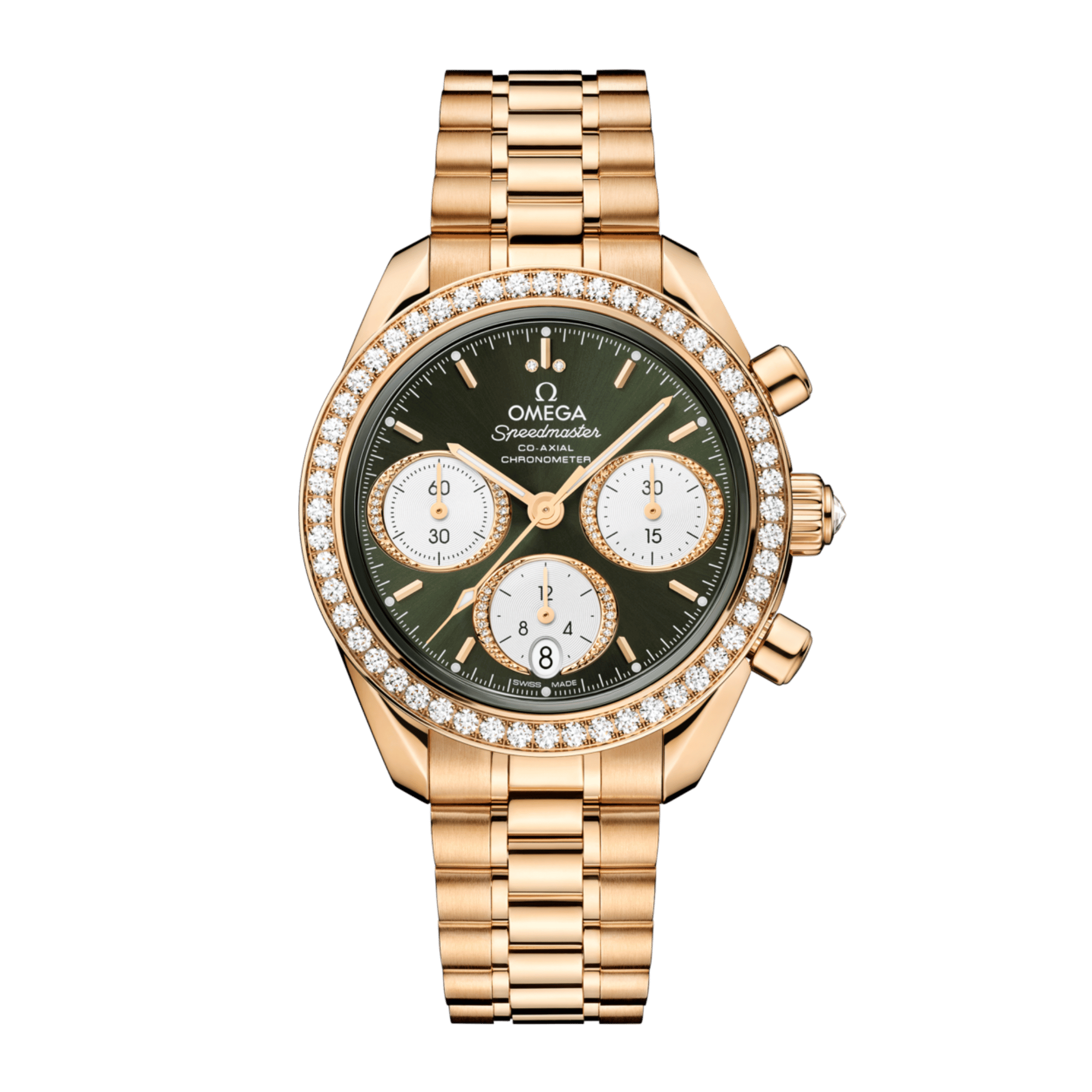 Speedmaster Date Moonshine Gold Diamond Green Dial 38mm Product Image