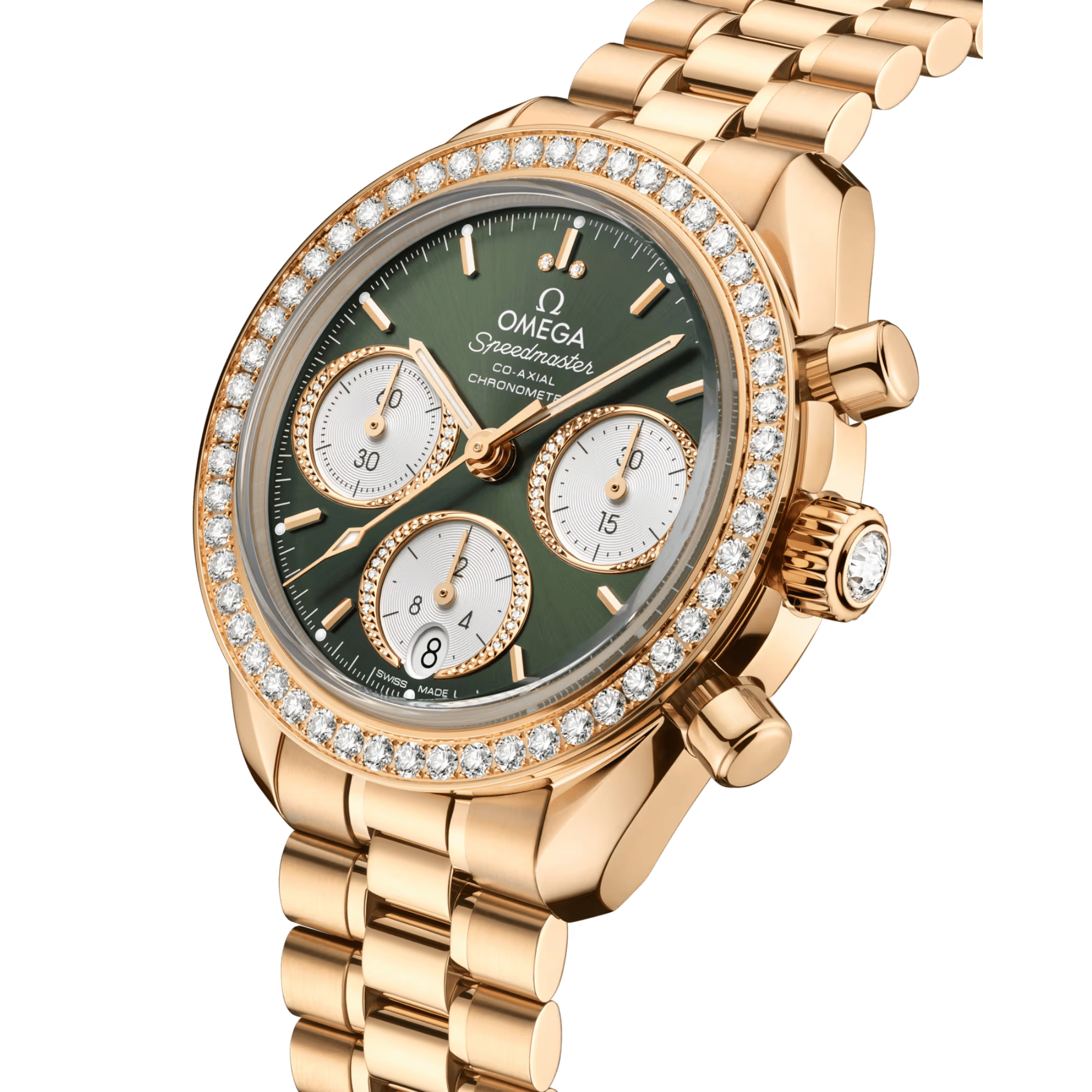 Speedmaster Date Moonshine Gold Diamond Green Dial 38mm Product Image 1
