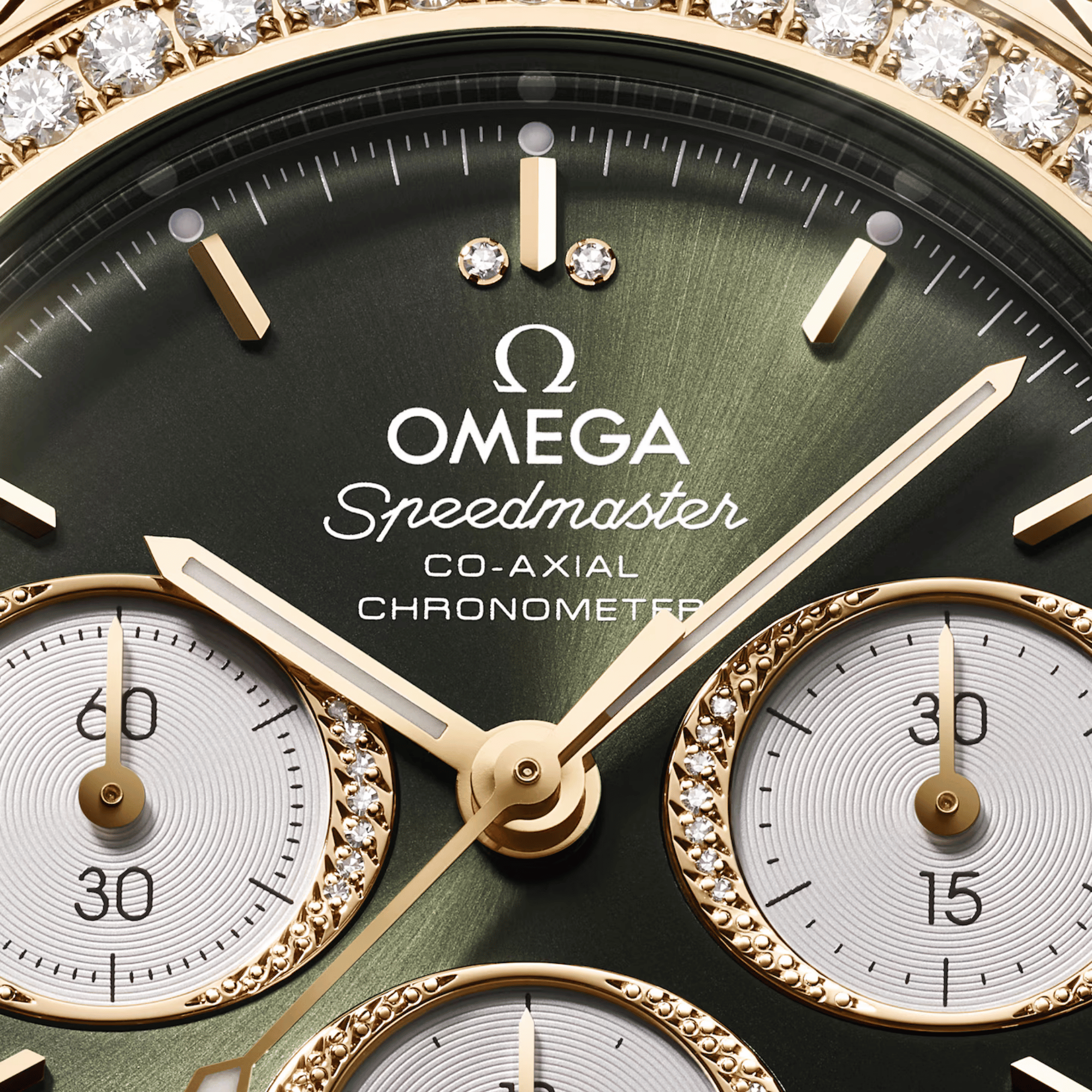 Speedmaster Date Moonshine Gold Diamond Green Dial 38mm Product Image 2