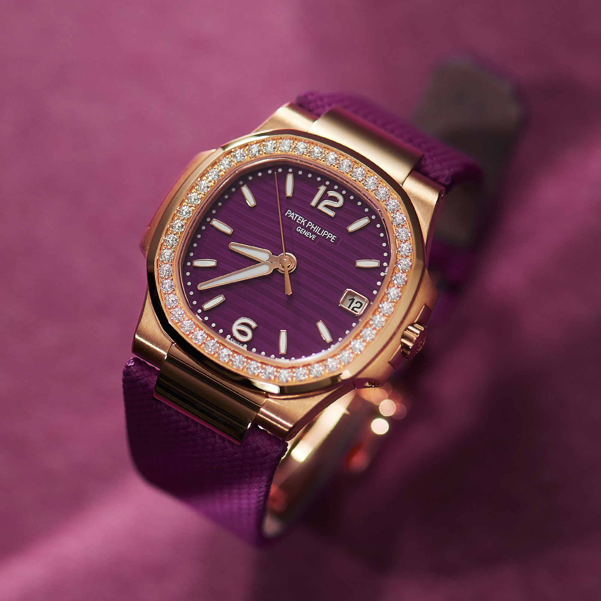 Nautilus Rose Gold Diamond Purple Dial 32mm Product Image