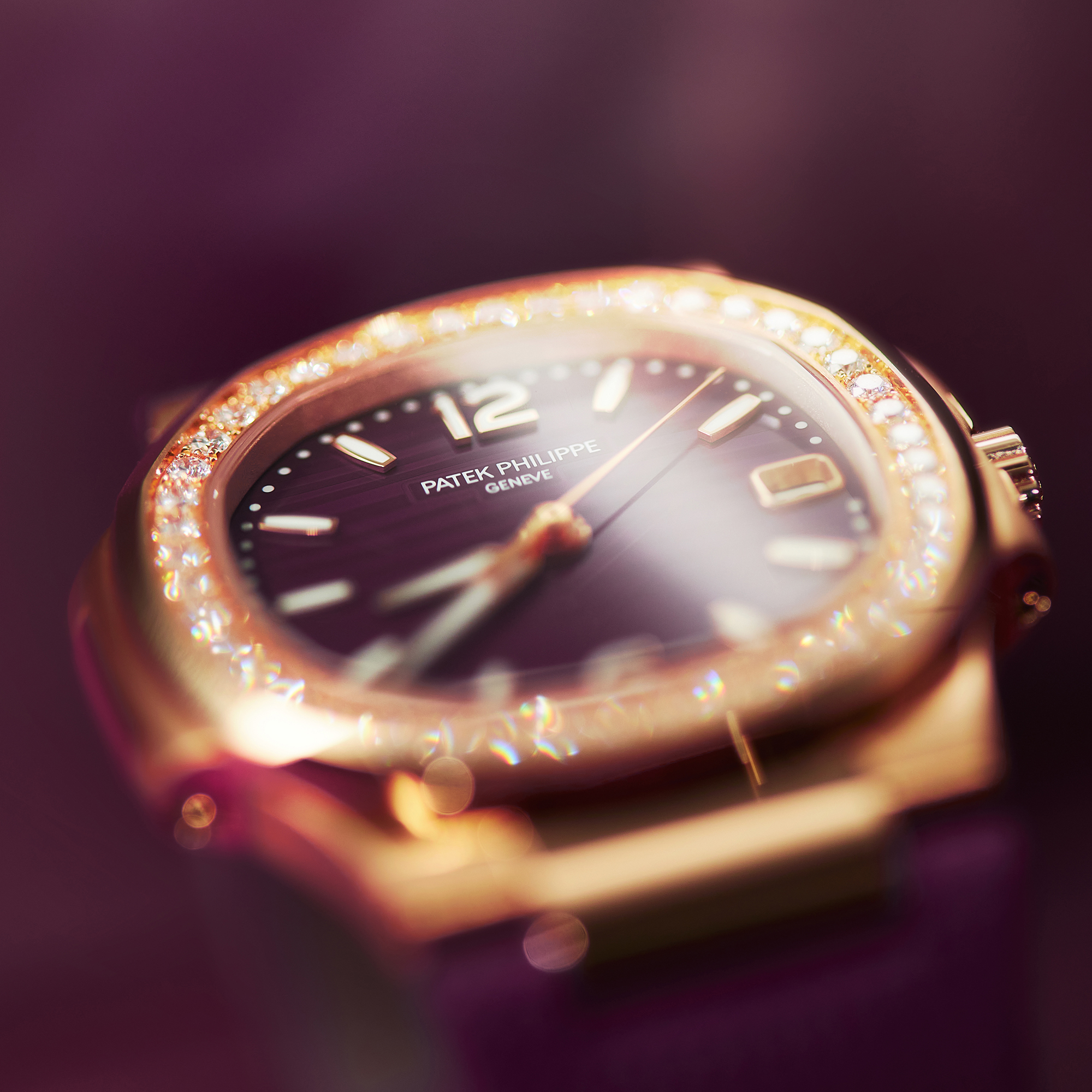 Nautilus Rose Gold Diamond Purple Dial 32mm Product Image