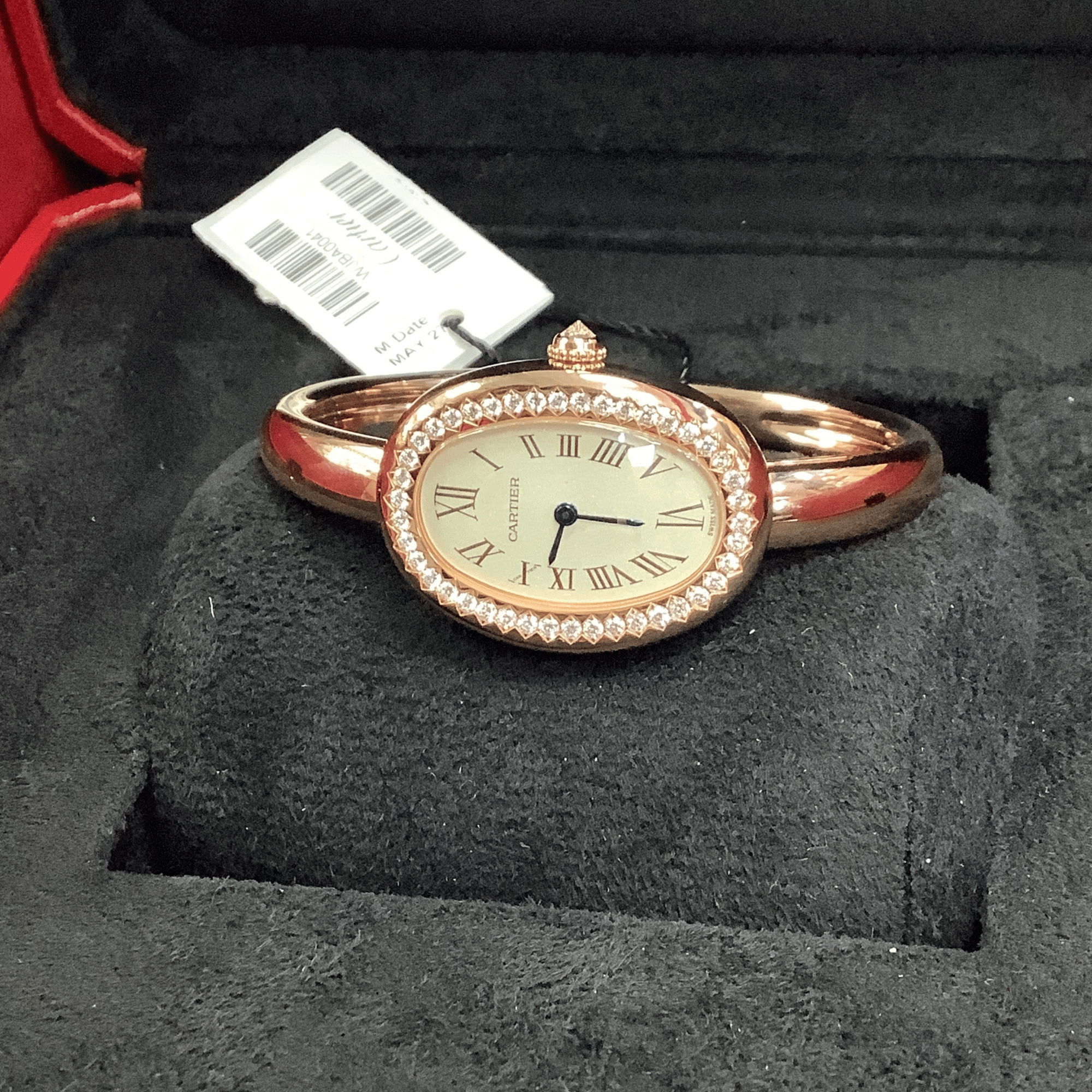 Baignoire de Cartier Size 15 Rose Gold Diamond Silver Dial 31mm Product Image 5