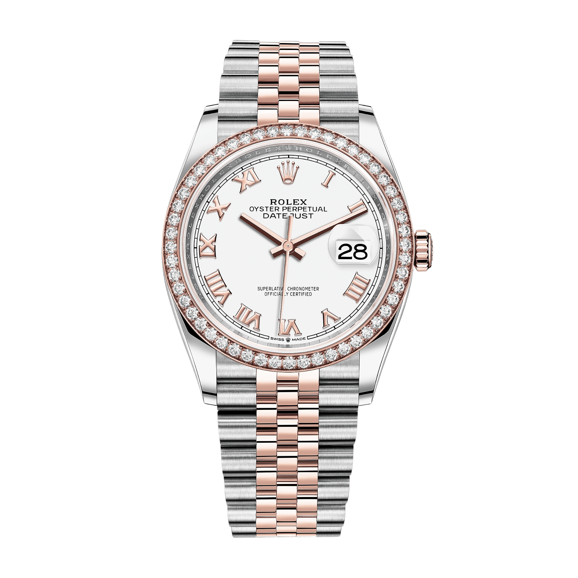 Datejust Rose Gold & Steel Diamond Jubilee White Dial 36mm Product Image