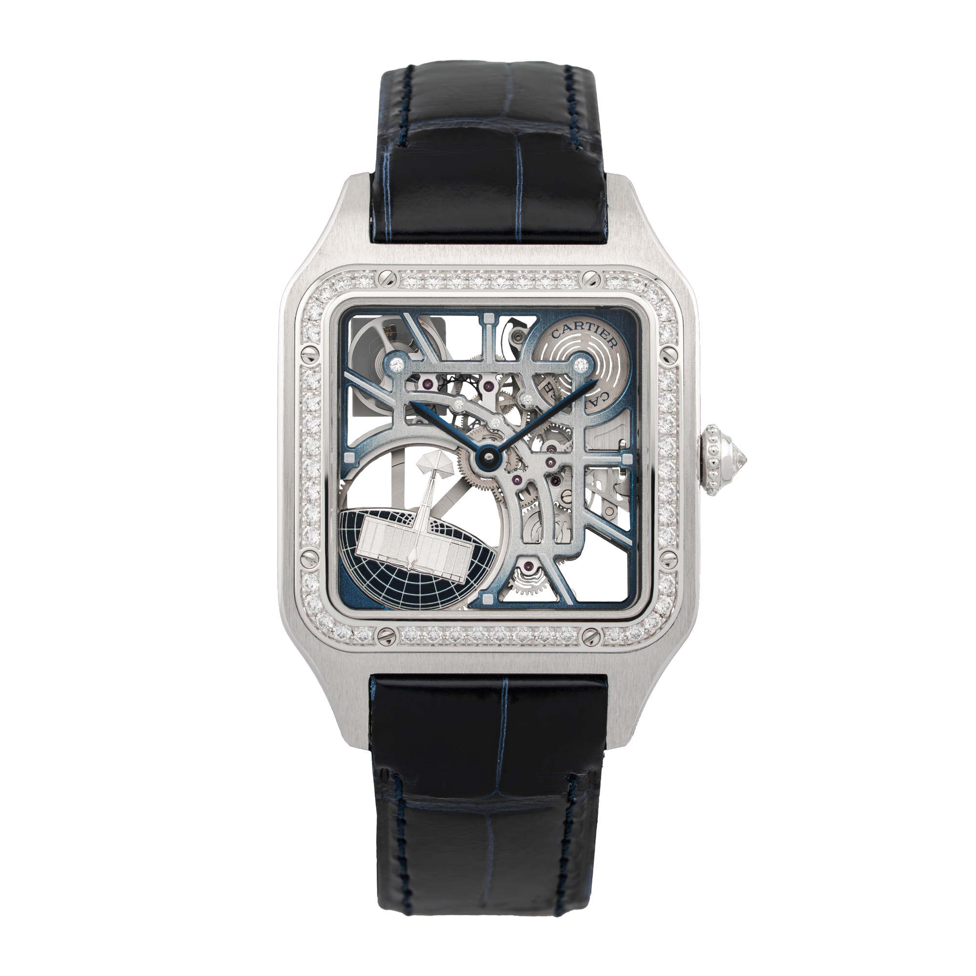 Santos-Dumont Micro-Rotor White Gold Diamond Skeleton Dial 31mm Product Image