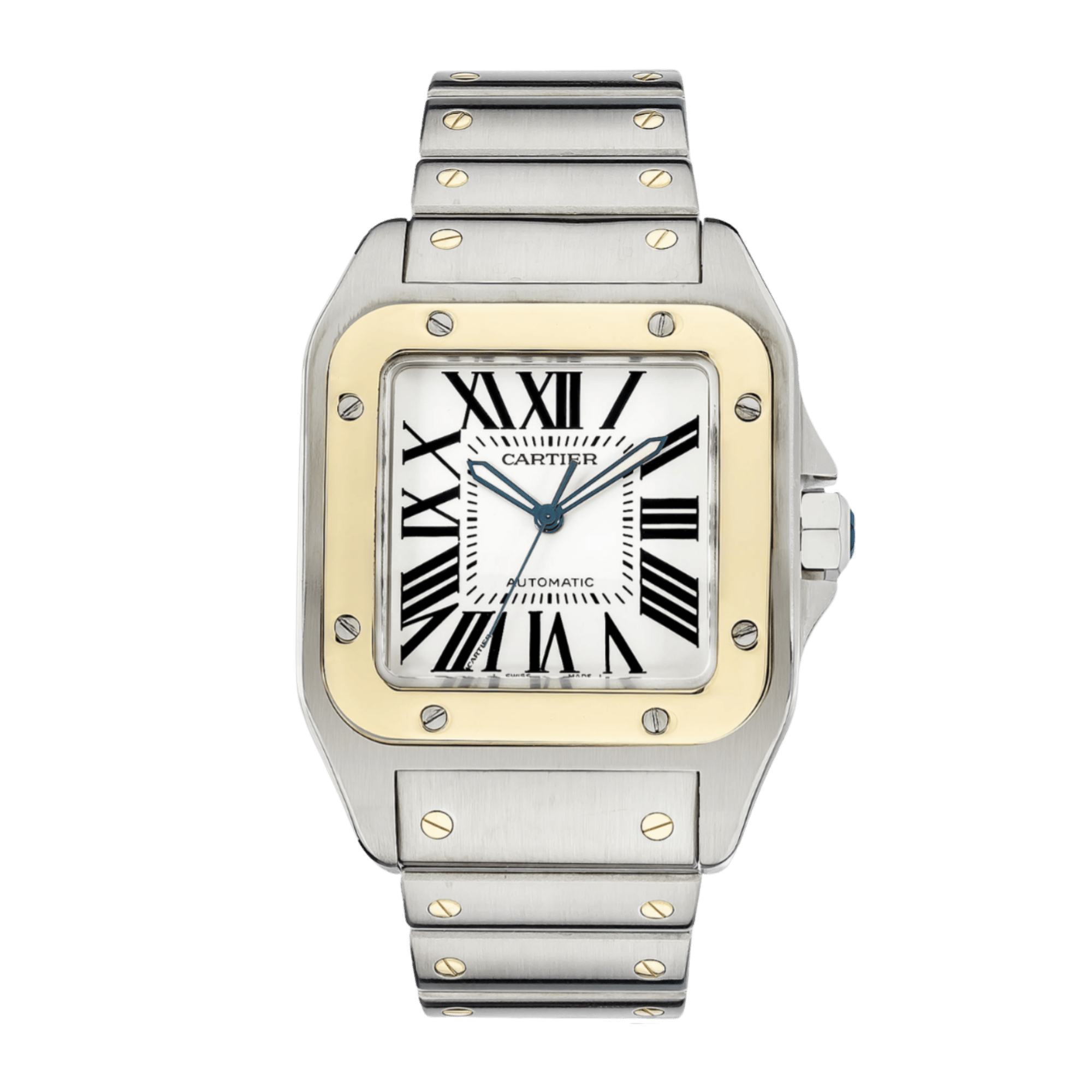 Santos 100 Yellow Gold & Steel Silver Dial 38mm Product Image