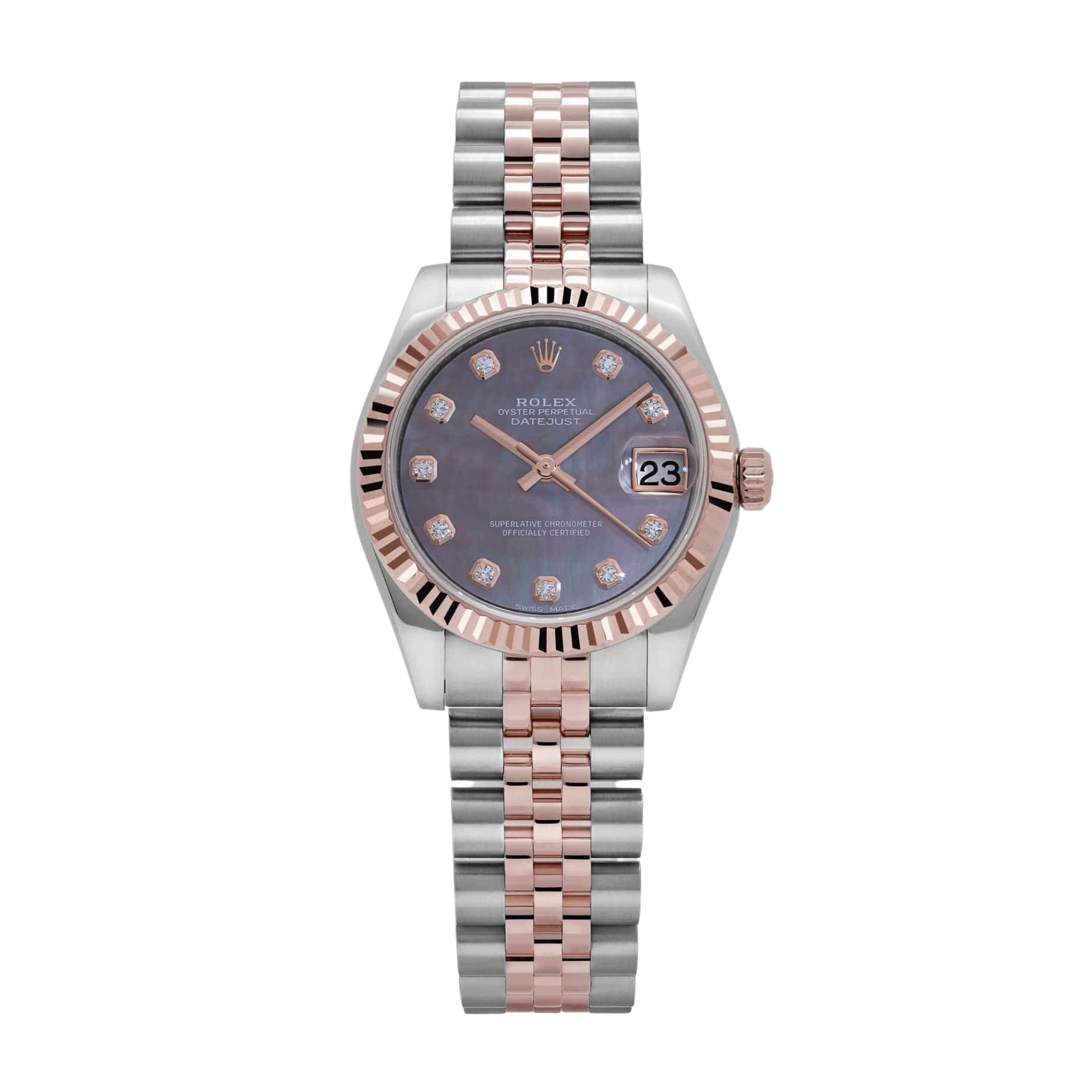 Datjuest Rose Gold & Steel Black Mother of Pearl Dial 31mm Product Image