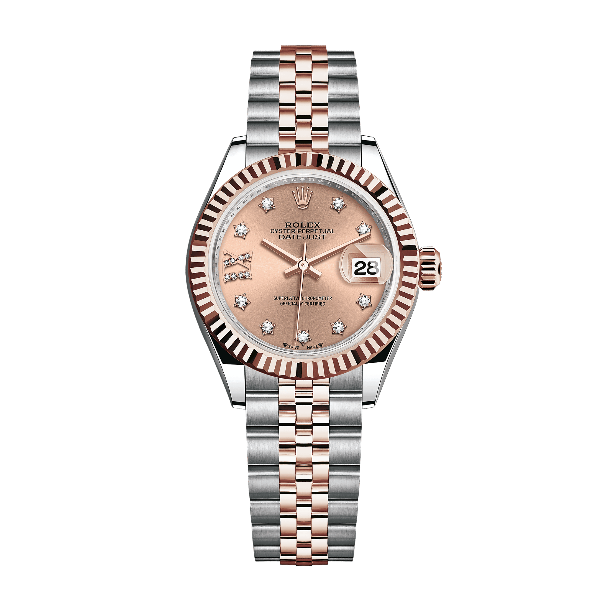Rolex Lady-Datejust Rose Gold Steel Jubilee Pink Dial 28mm