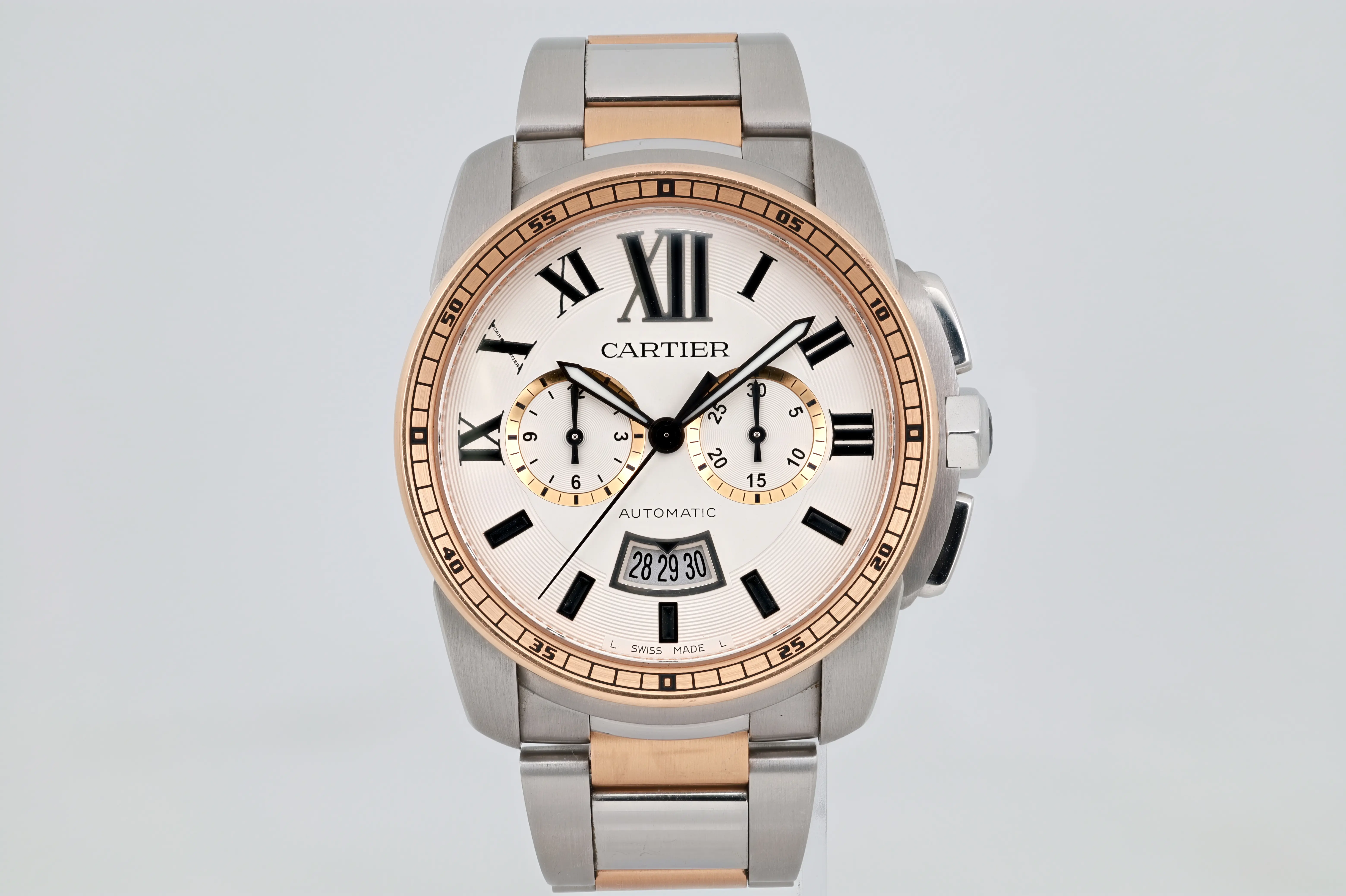 Calibre de Cartier Chronograph Rose Gold & Steel Silver Dial 42mm Product Image 1