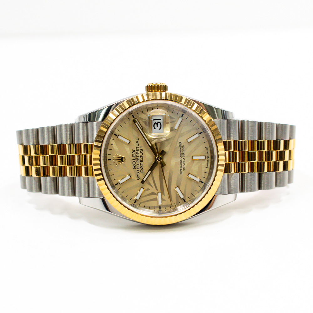 Datejust Yellow Gold & Steel Jubilee Champagne Palm Dial 36mm Product Image 2
