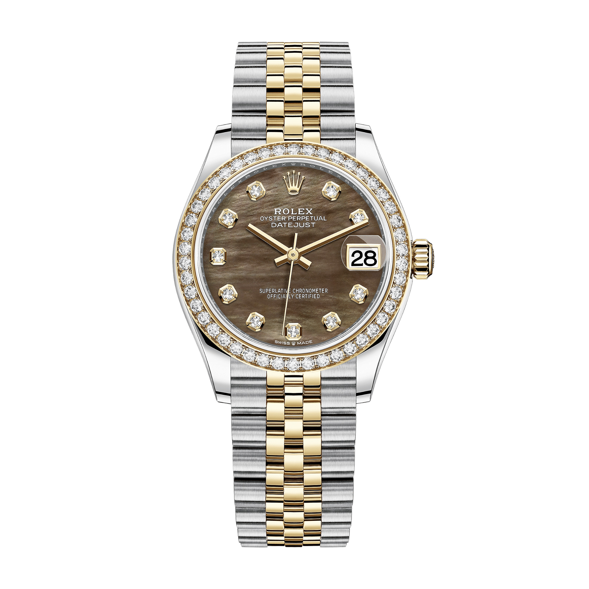 Rolex Datejust Yellow Gold Diamond Black Mother of Pearl Computer