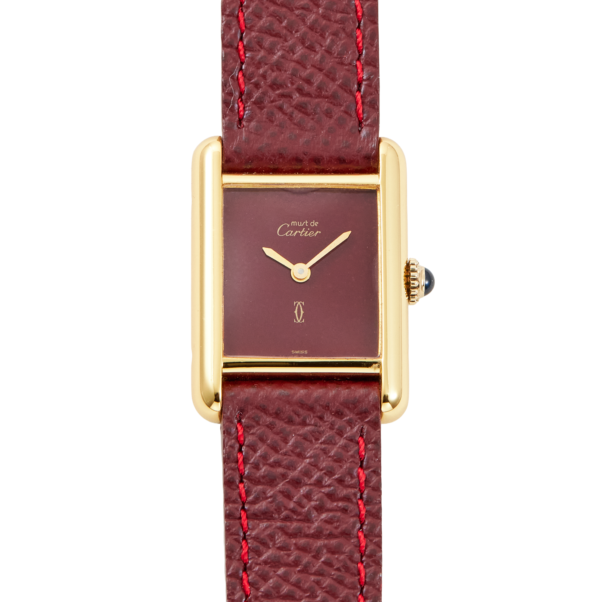 Vintage Tank Vermeil Gold Plated Burgundy Dial 23mm Product Image