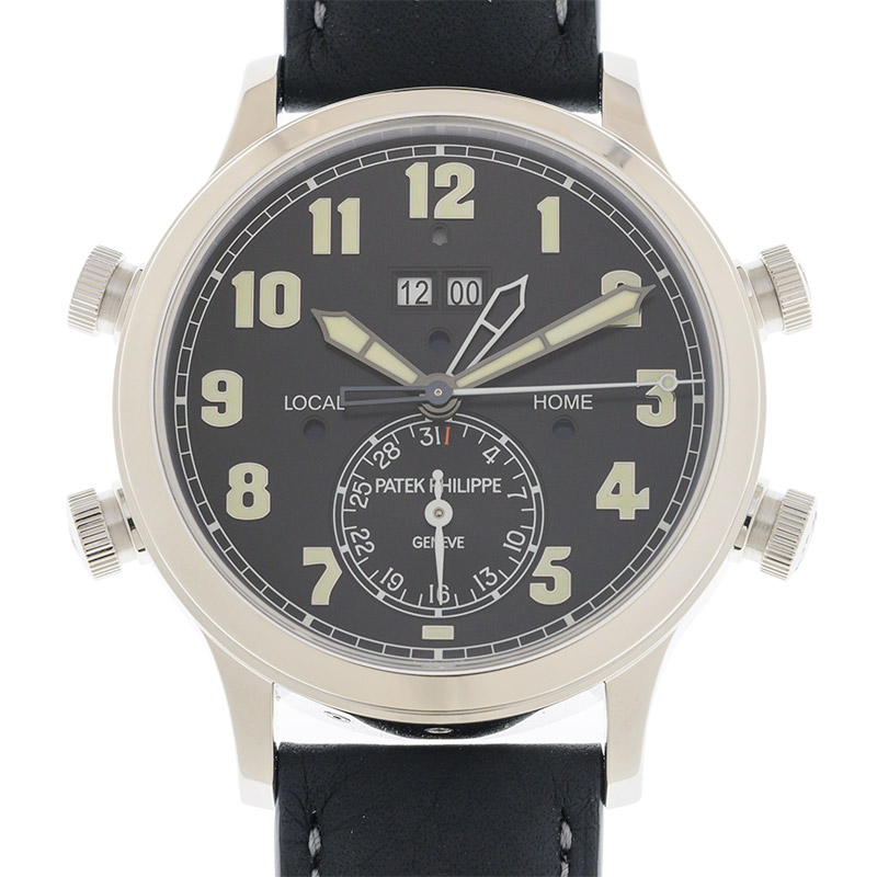 Calatrava Pilot Travel Time Alarm Platinum Black Dial 42mm Product Image 1