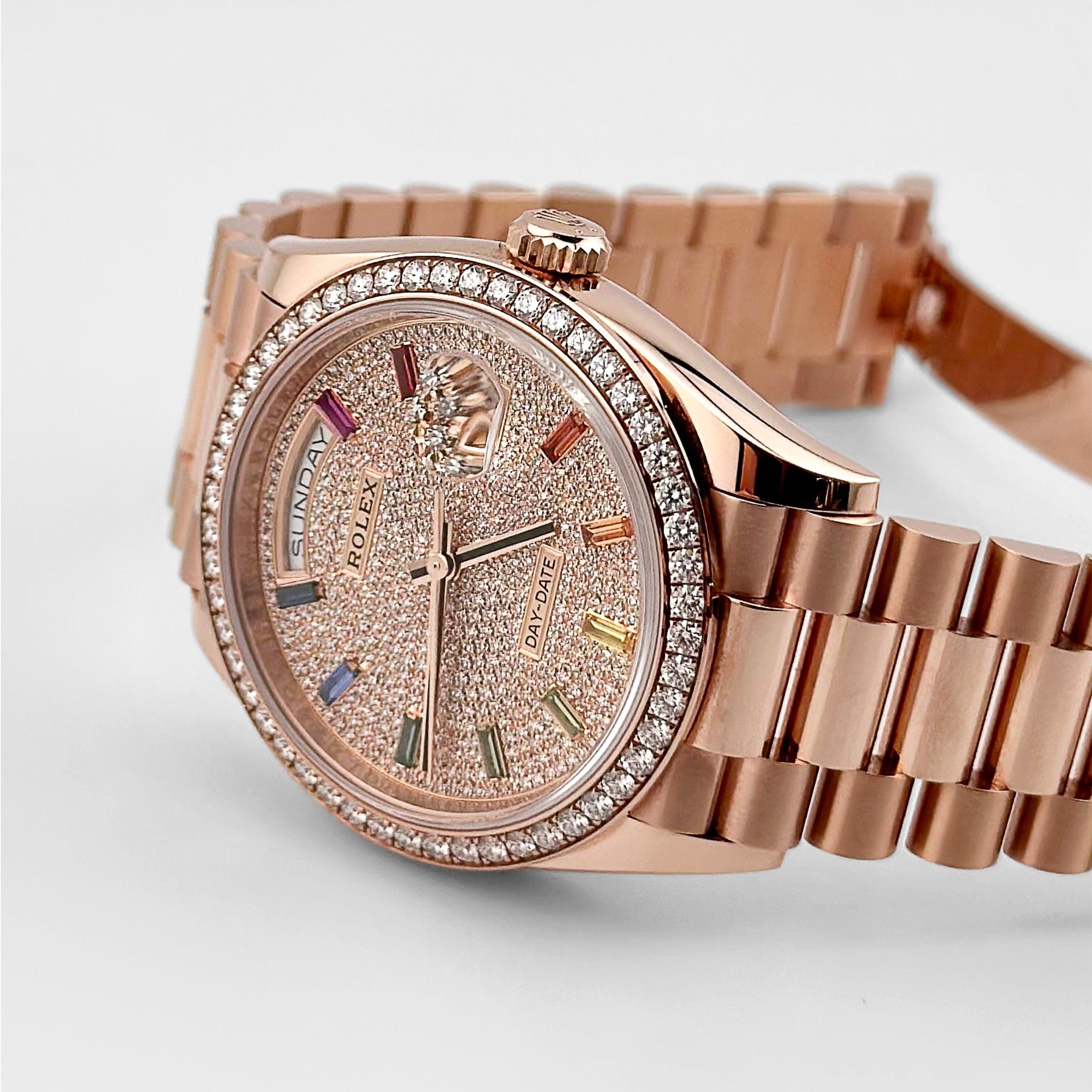 Rolex Day-Date Rose Gold Pave Dial 36mm 128235-0039 - Make an