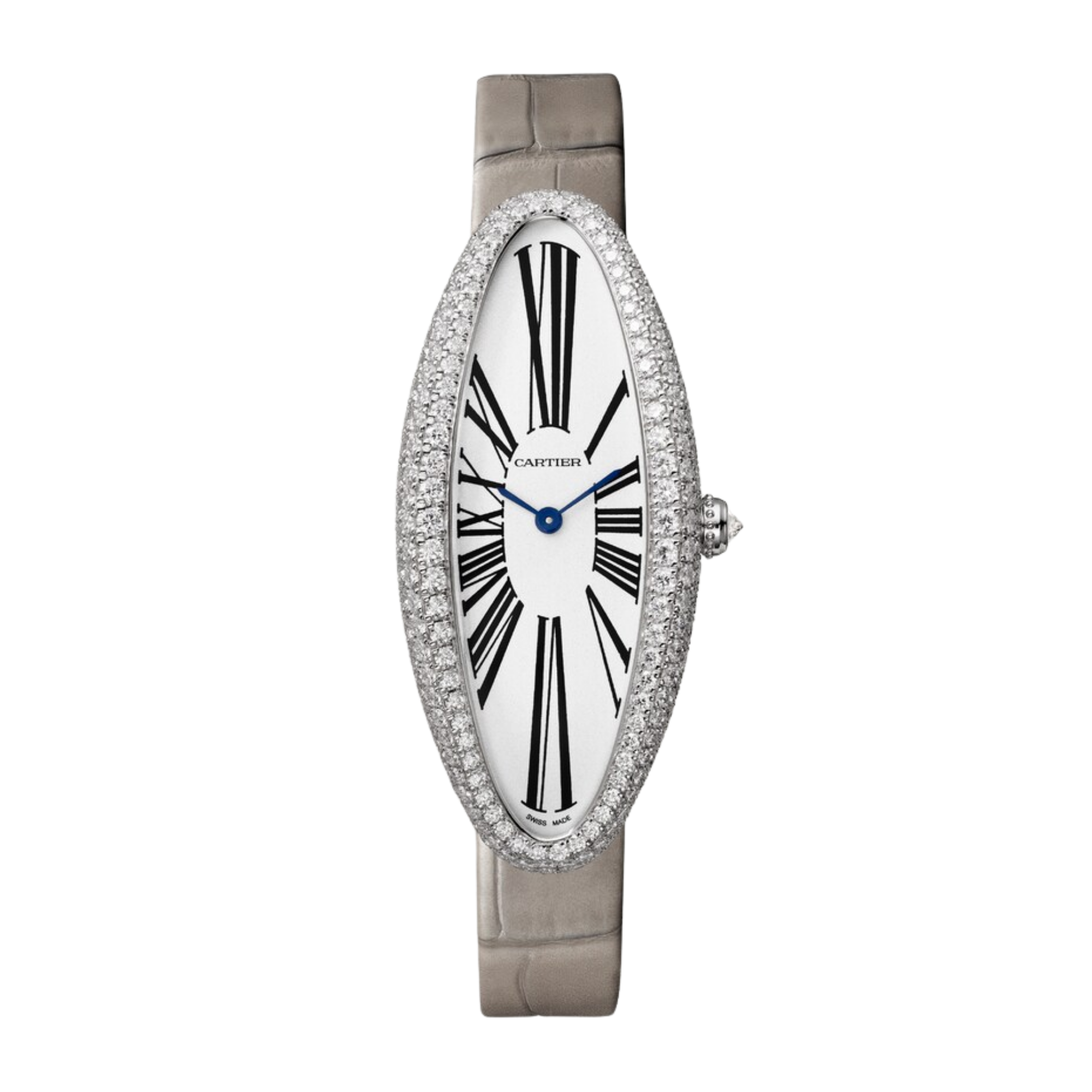 Baignoire Allongée Medium White Gold Diamond Silver Dial 21mm Product Image