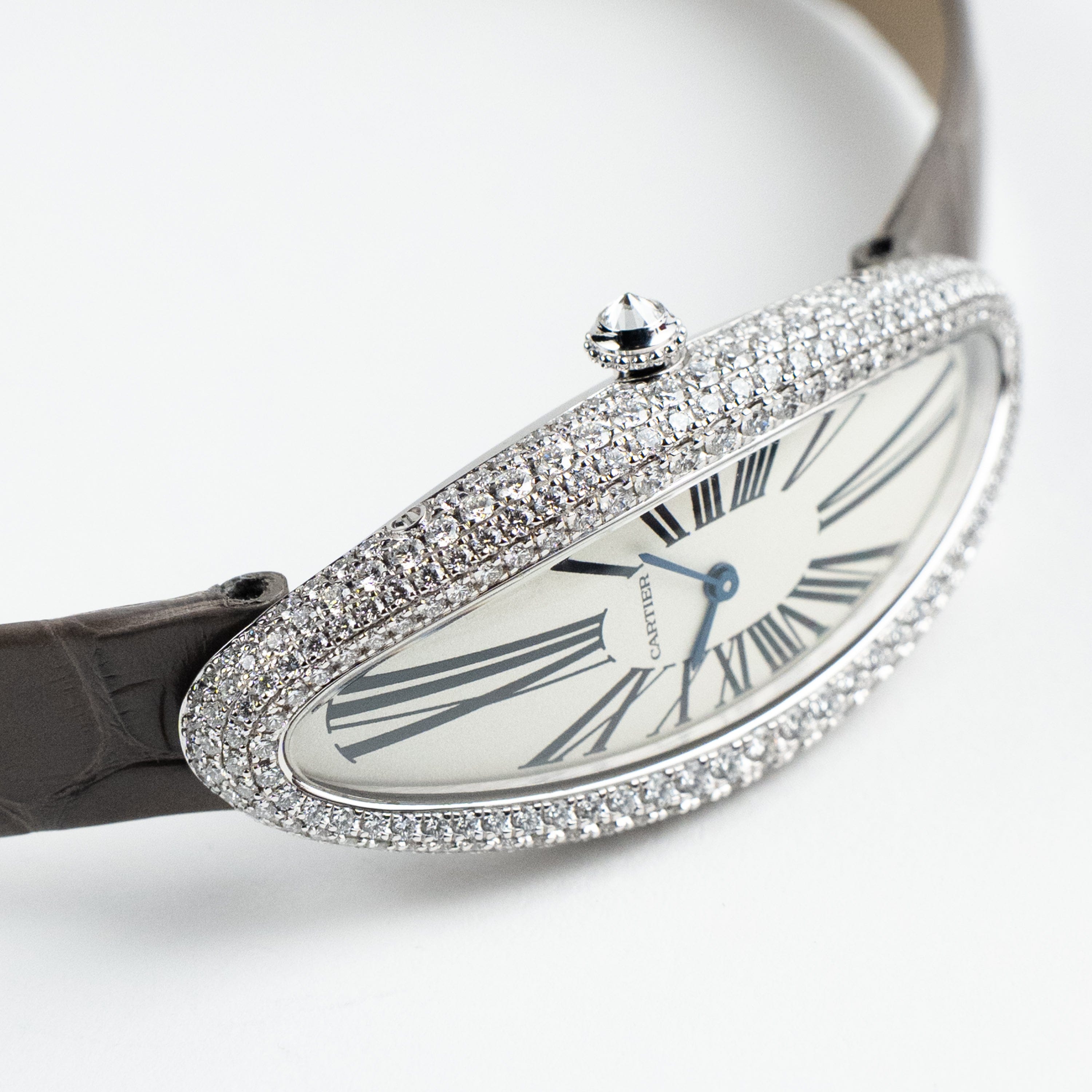 Baignoire Allongée Medium White Gold Diamond Silver Dial 21mm Product Image 3