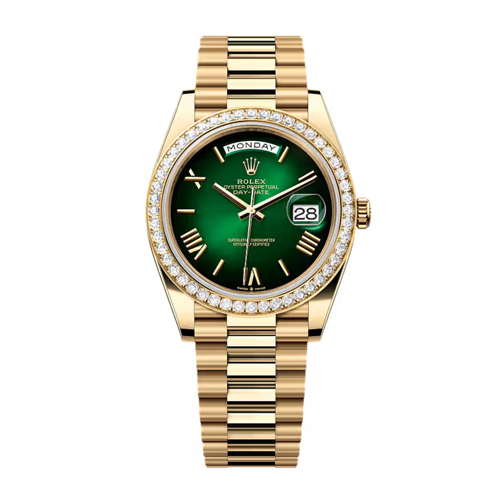 Day-Date Yellow Gold Diamond Green Ombré Dial 40mm Product Image
