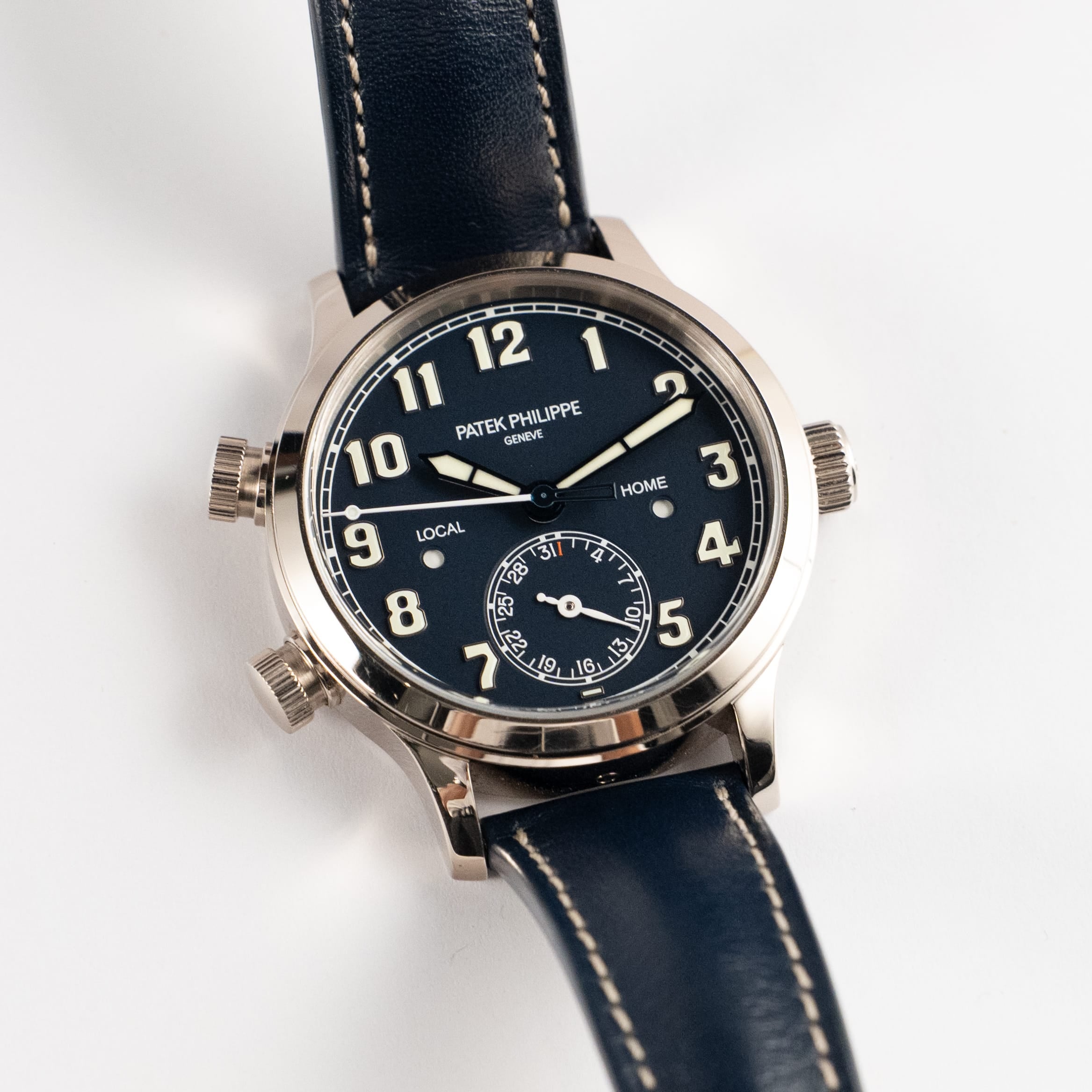 Calatrava Pilot Travel Time White Gold Blue Dial 37mm Product Image 1