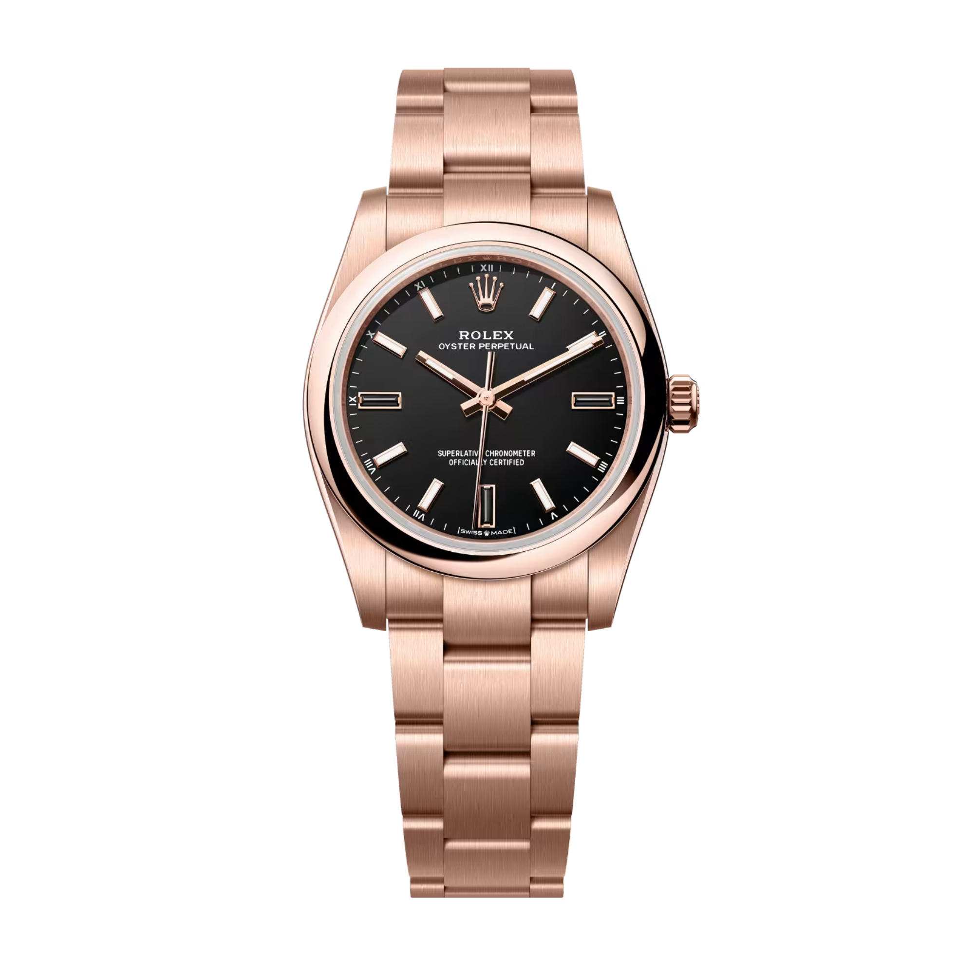 OYSTER PERPETUAL SUBMARINER公式 ロレックス Rolex Oyster Perpetual Rose Gold Black Dial 34mm 124205-0001