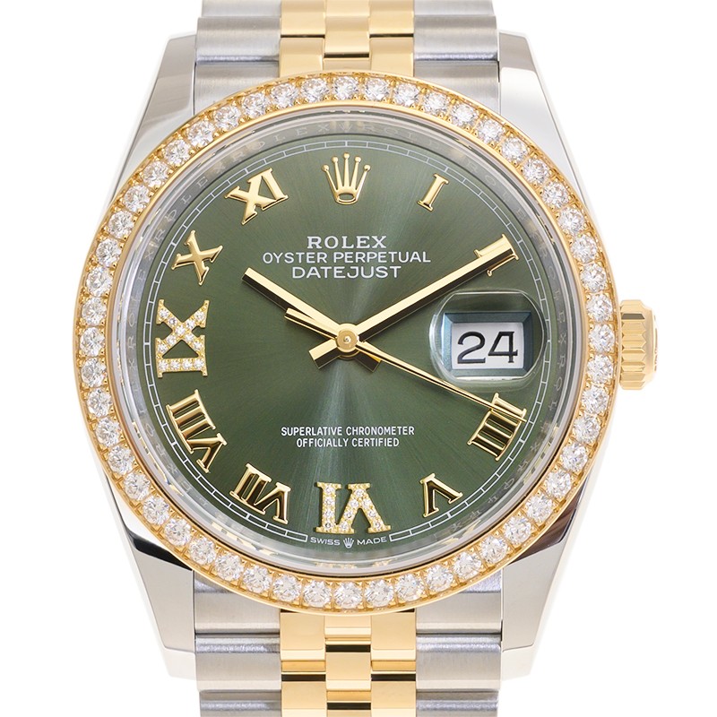 Datejust Yellow Gold & Steel Diamond Jubilee Green Dial 36mm Product Image 3