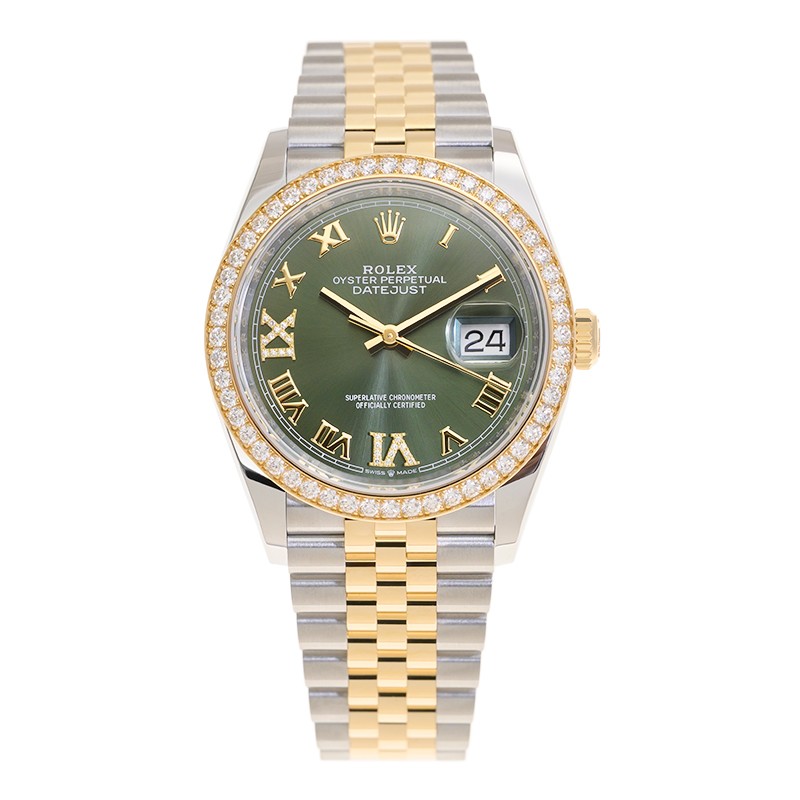Datejust Yellow Gold & Steel Diamond Jubilee Green Dial 36mm Product Image 1