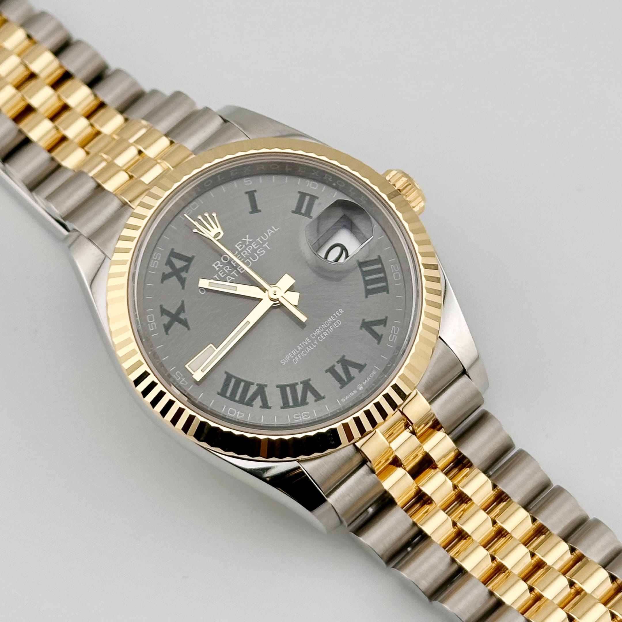 Datejust "Wimbledon" Yellow Gold & Steel Jubilee Grey Dial 36mm Product Image 1