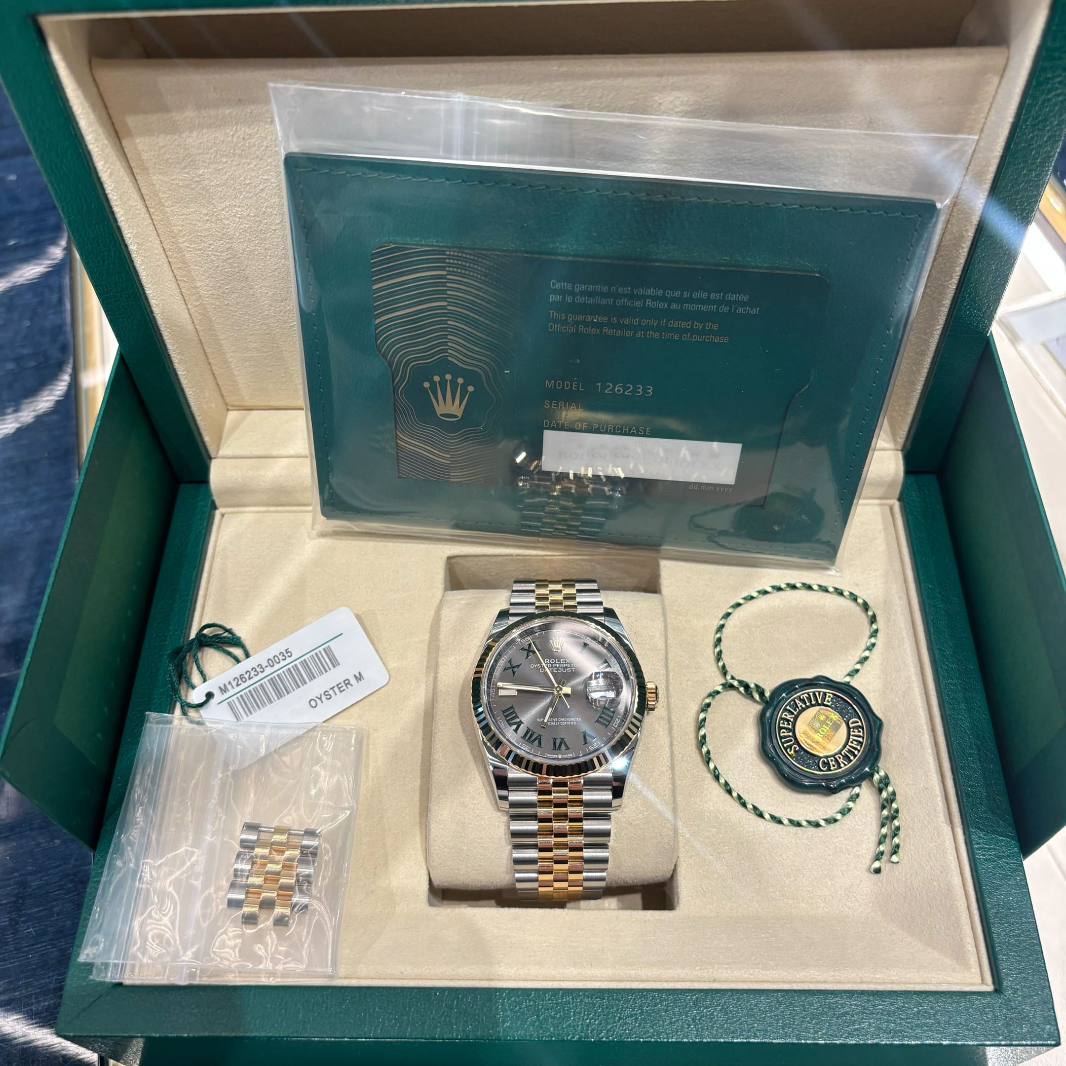 Datejust "Wimbledon" Yellow Gold & Steel Jubilee Grey Dial 36mm Product Image 6