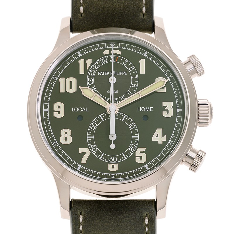 Calatrava Pilot Travel Time Chronograph White Gold Green Dial 42mm Product Image 1