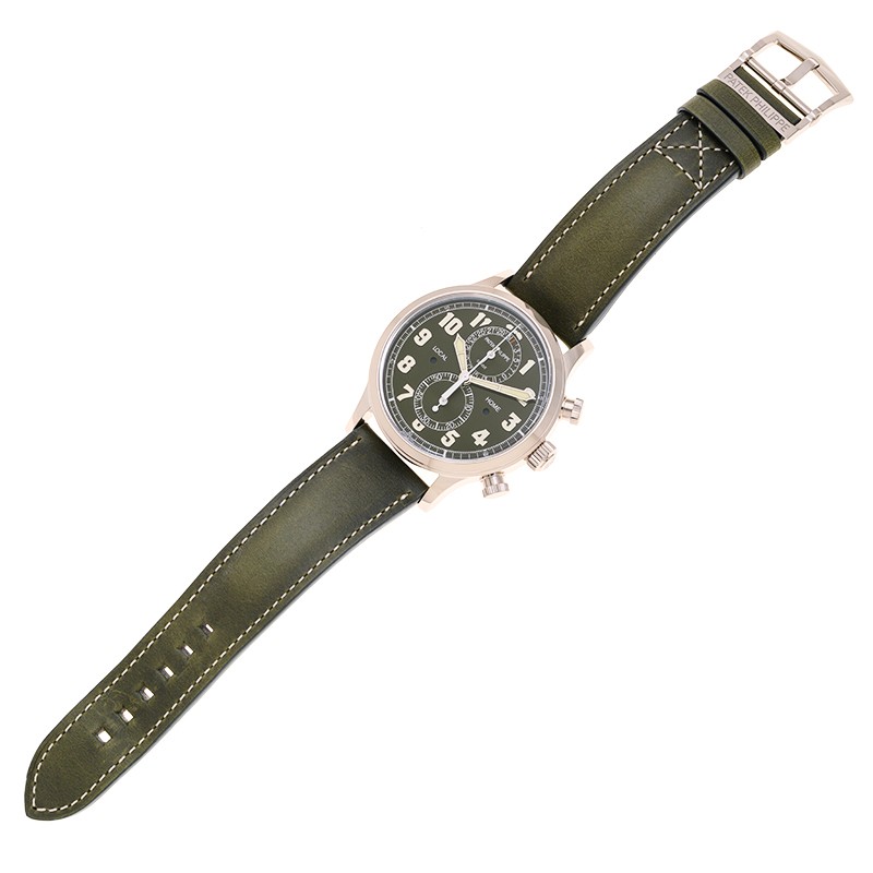 Calatrava Pilot Travel Time Chronograph White Gold Green Dial 42mm Product Image 3