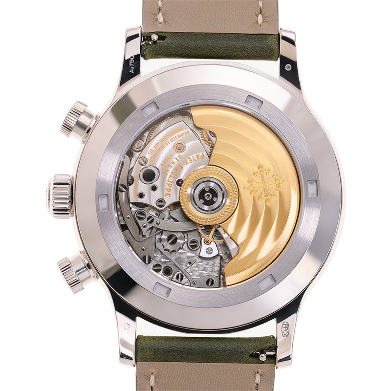 Calatrava Pilot Travel Time Chronograph White Gold Green Dial 42mm Product Image 2