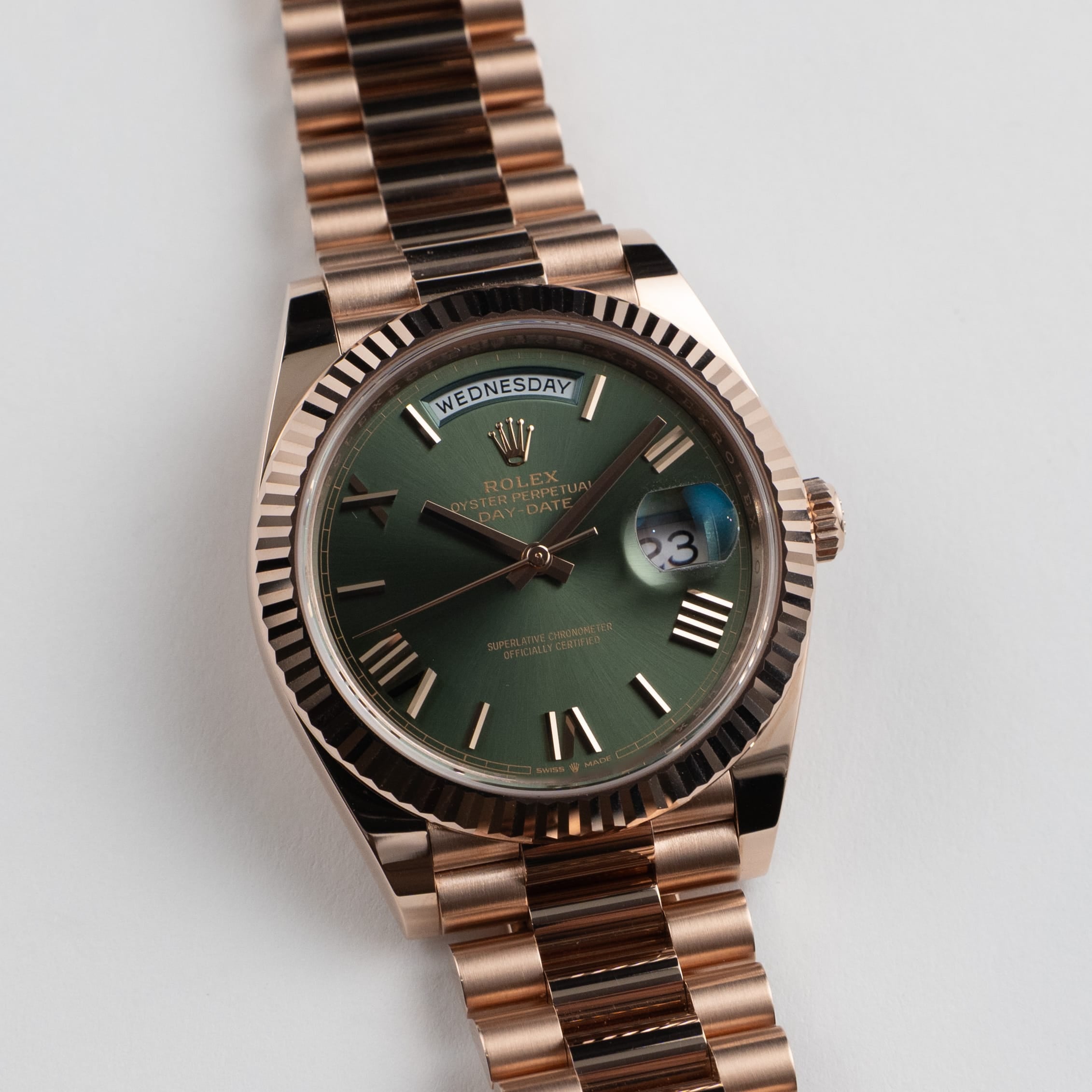 Day-Date Rose Gold Olive Dial 40mm Product Image 1