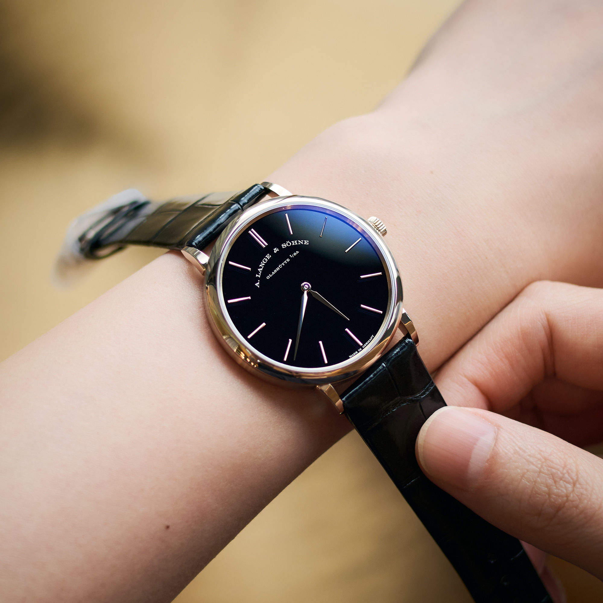 A. Lange & Söhne Saxonia Thin Honey Gold Black Oynx Dial 40mm