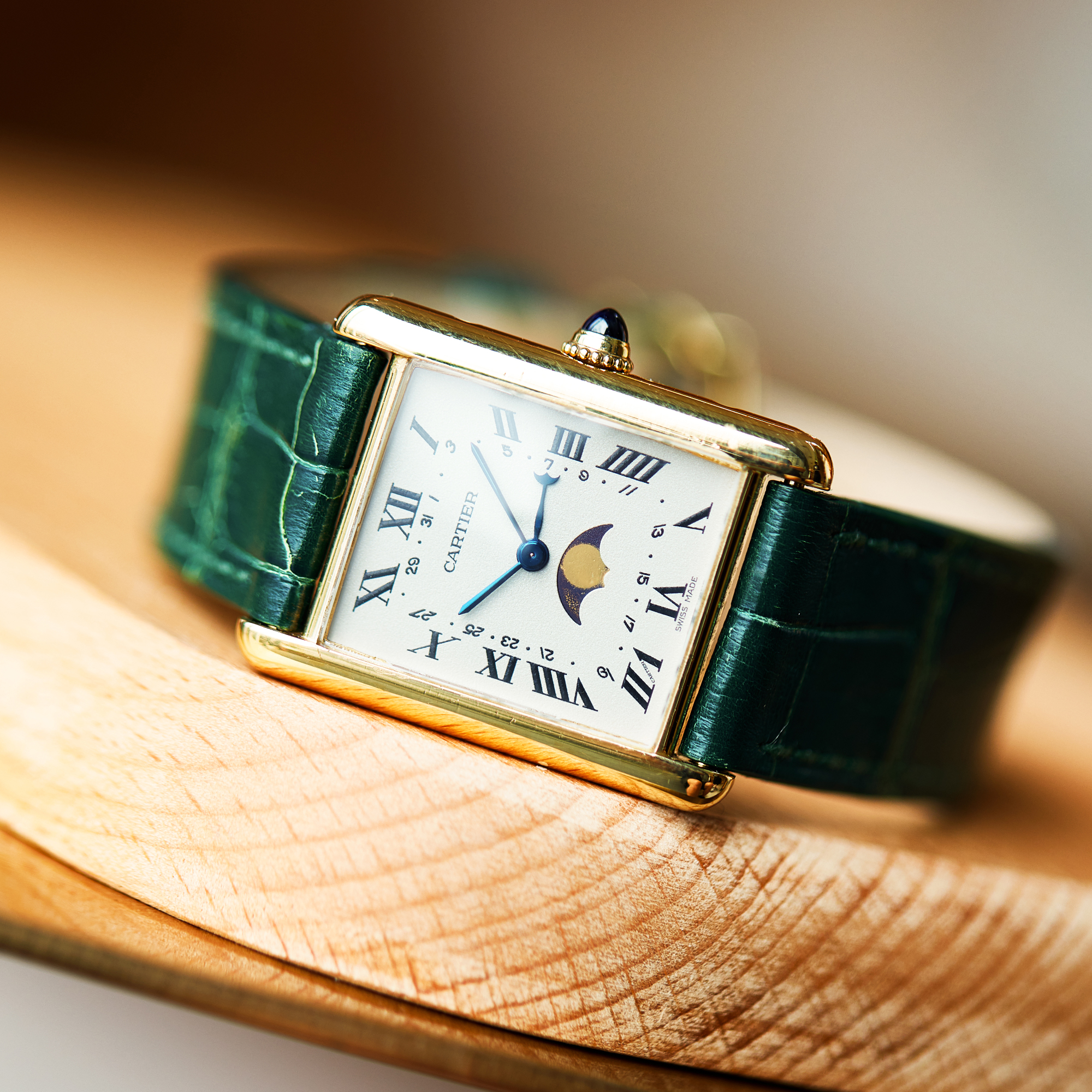 Vintage Tank Moonphase Yellow Gold White Dial 23mm Product Image
