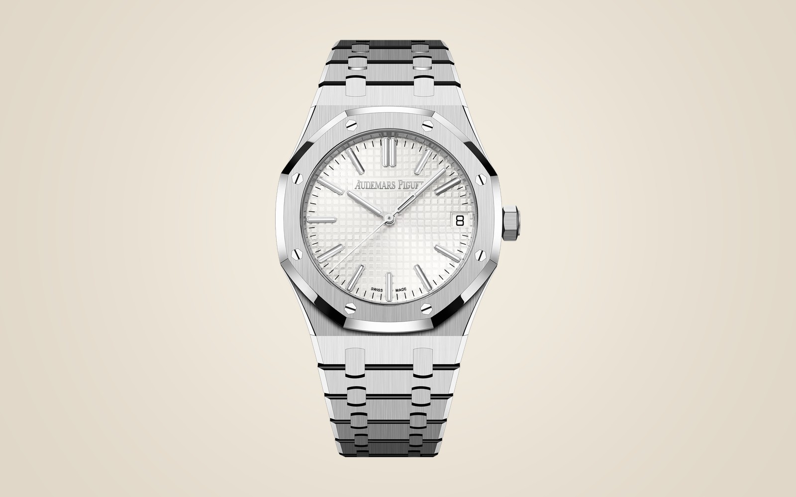 Audemars Piguet Royal Oak 15510ST on champagne background